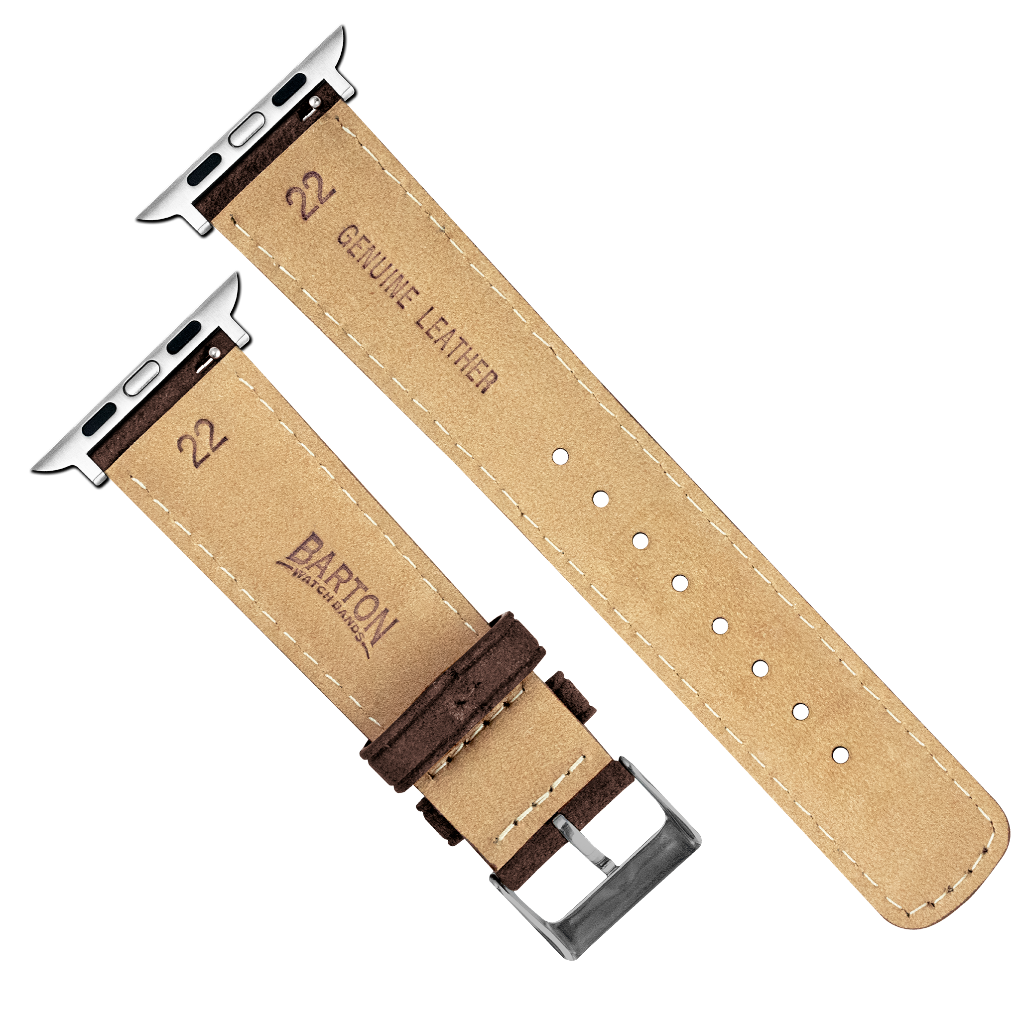 Apple Watch | Root Brown Suede & Linen White Stitching - Barton Watch Bands