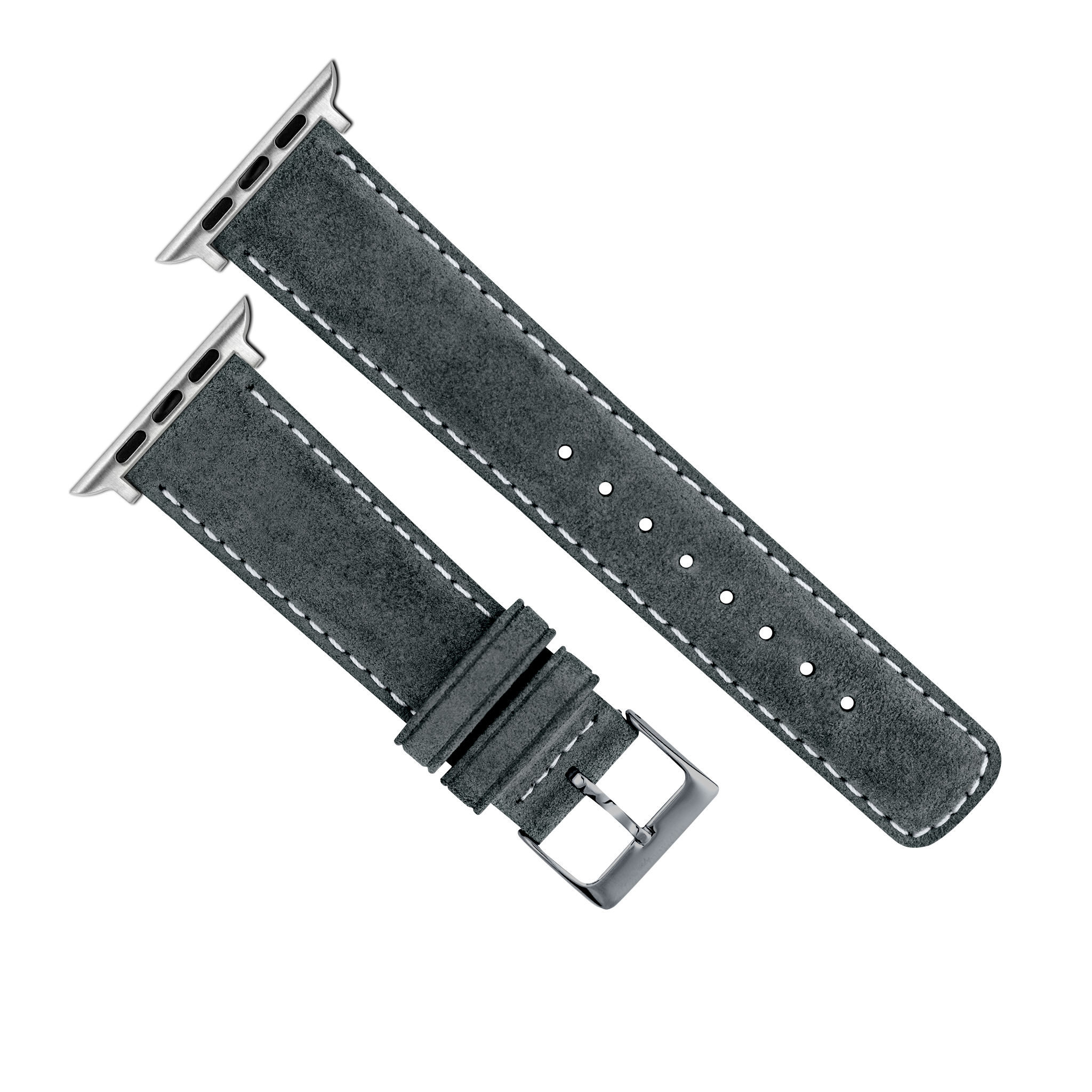 Apple Watch | Slate Grey Suede & Linen White Stitching - Barton Watch Bands