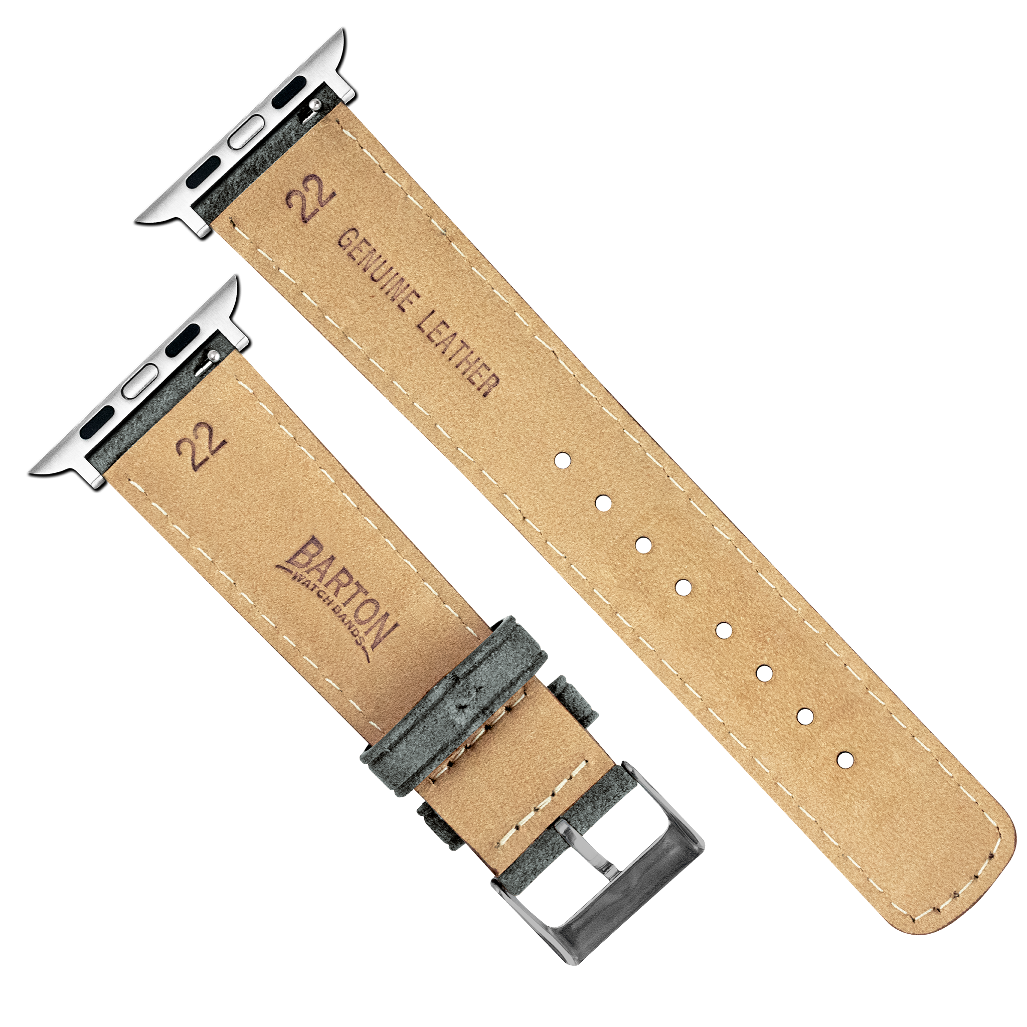 Apple Watch | Slate Grey Suede & Linen White Stitching - Barton Watch Bands