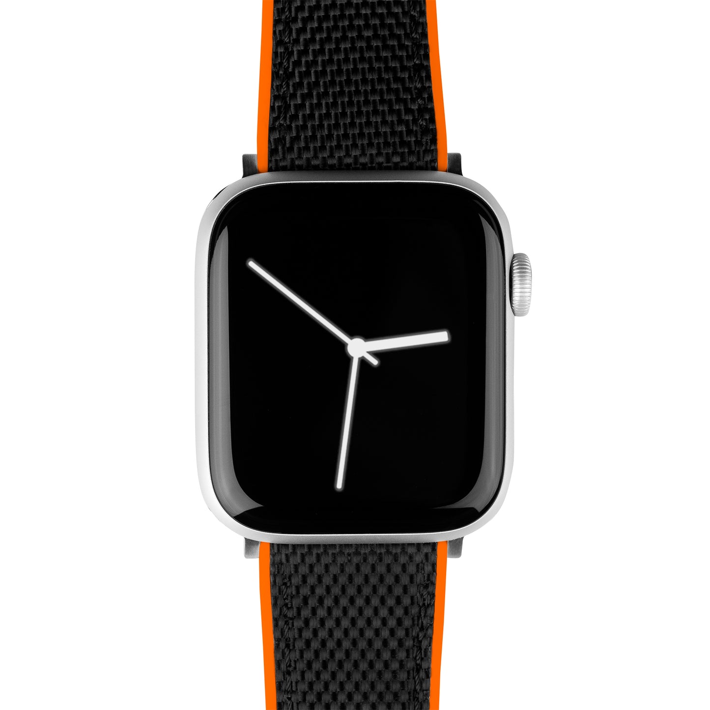 Apple Watch Black Cordura Fabric And Pumpkin Orange Silicone Hybrid Watch Band