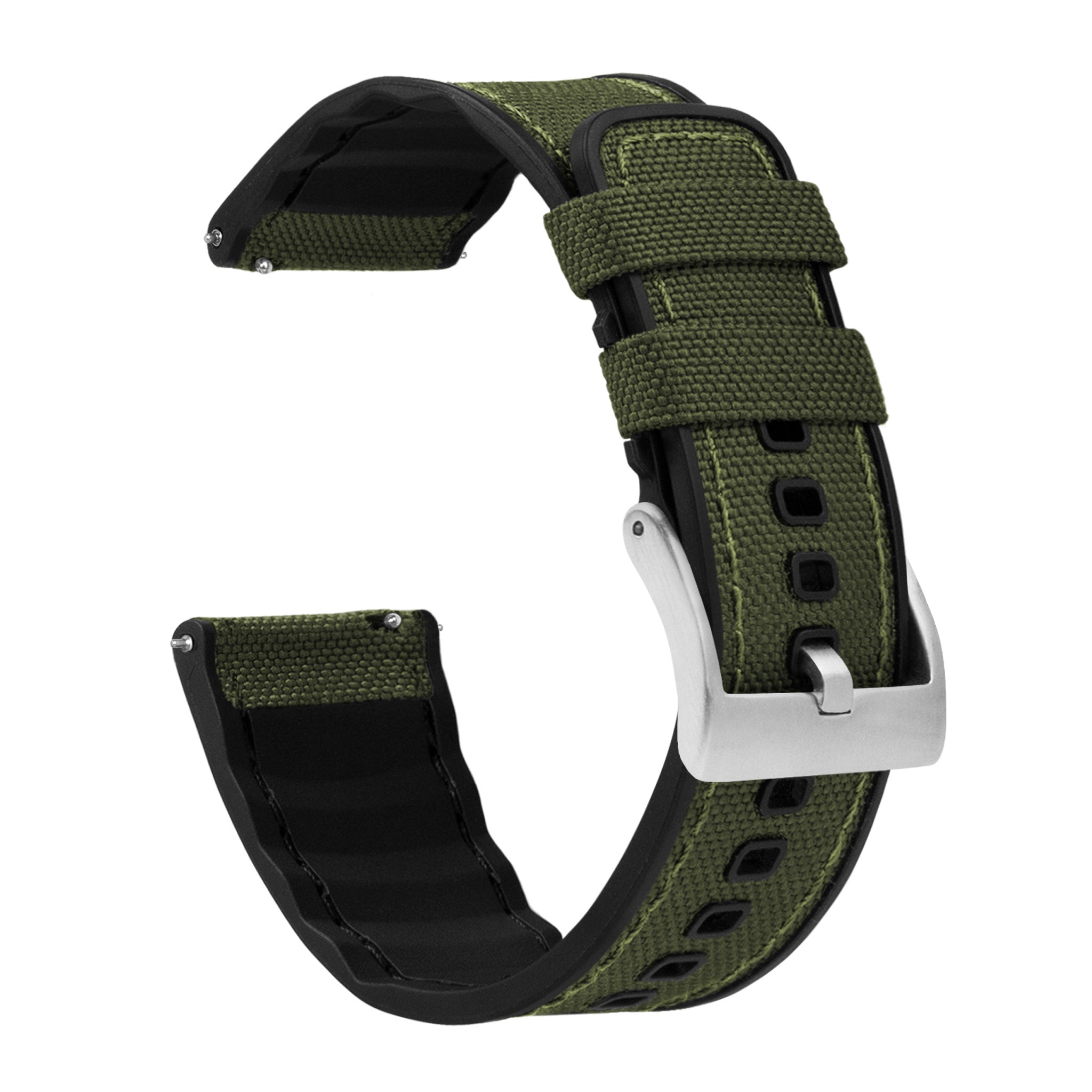 Army Green Cordura Fabric and Silicone Hybrid - Barton Watch Bands