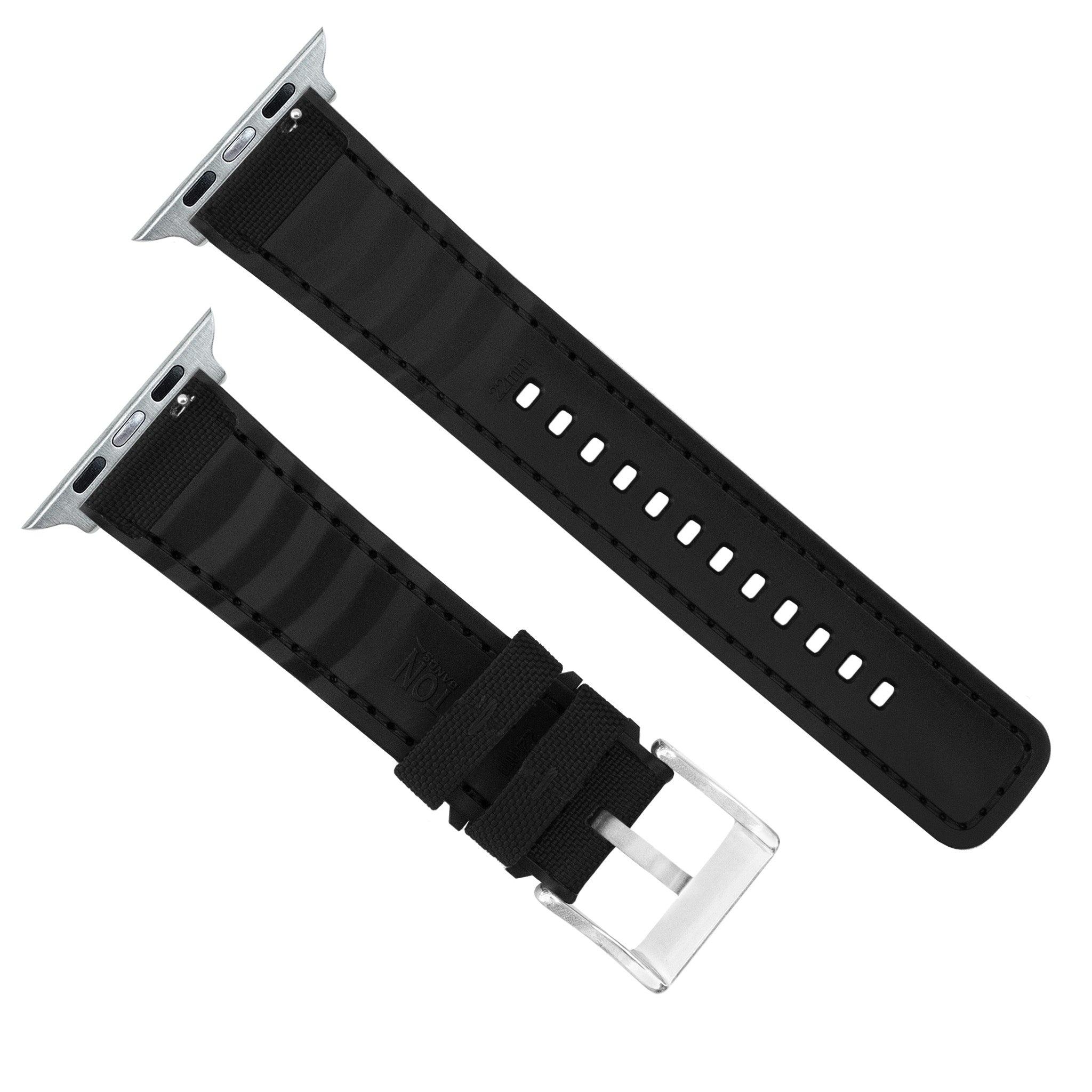 Apple Watch | Black Cordura Fabric and Silicone Hybrid - Barton Watch Bands