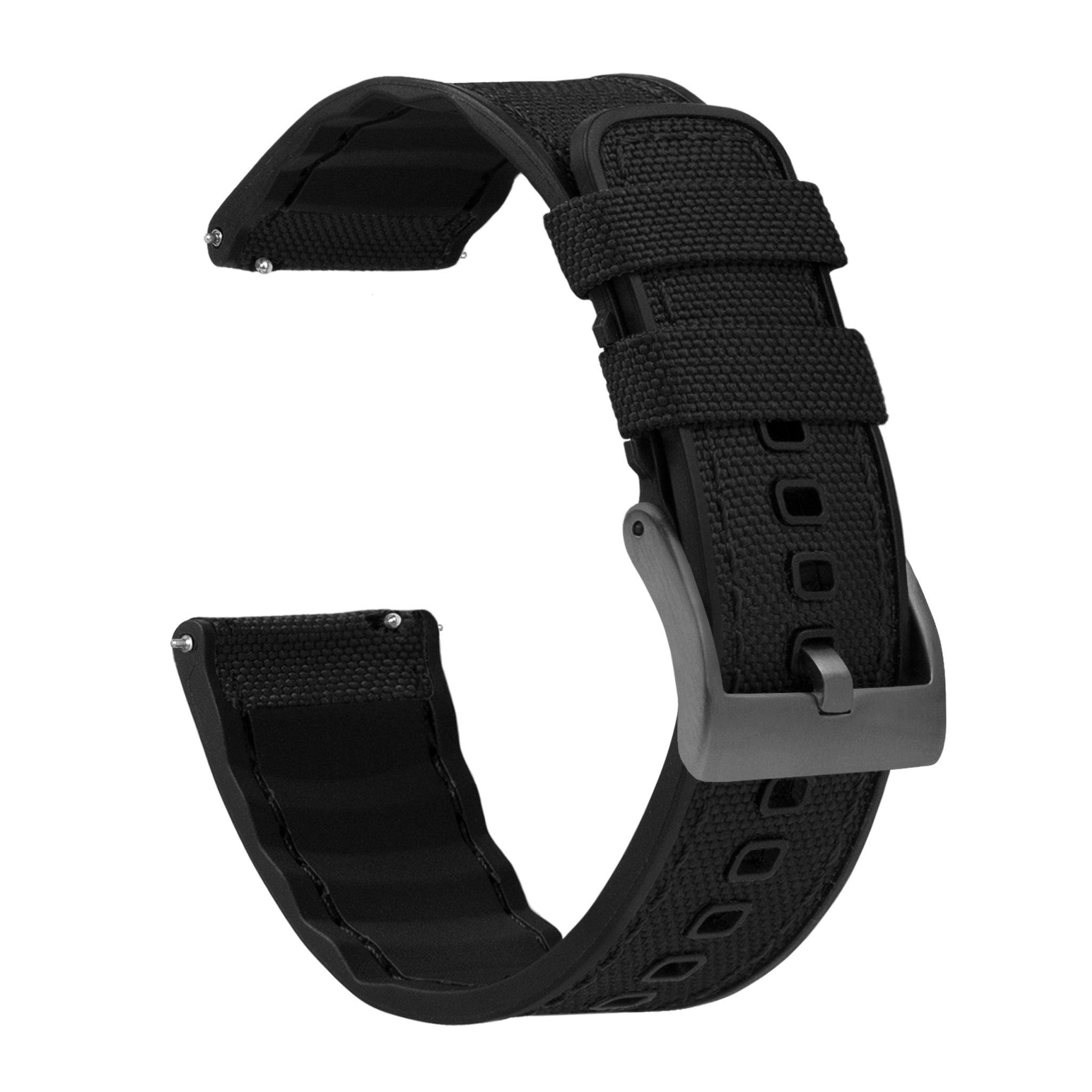 Black Cordura Fabric and Silicone Hybrid - Barton Watch Bands