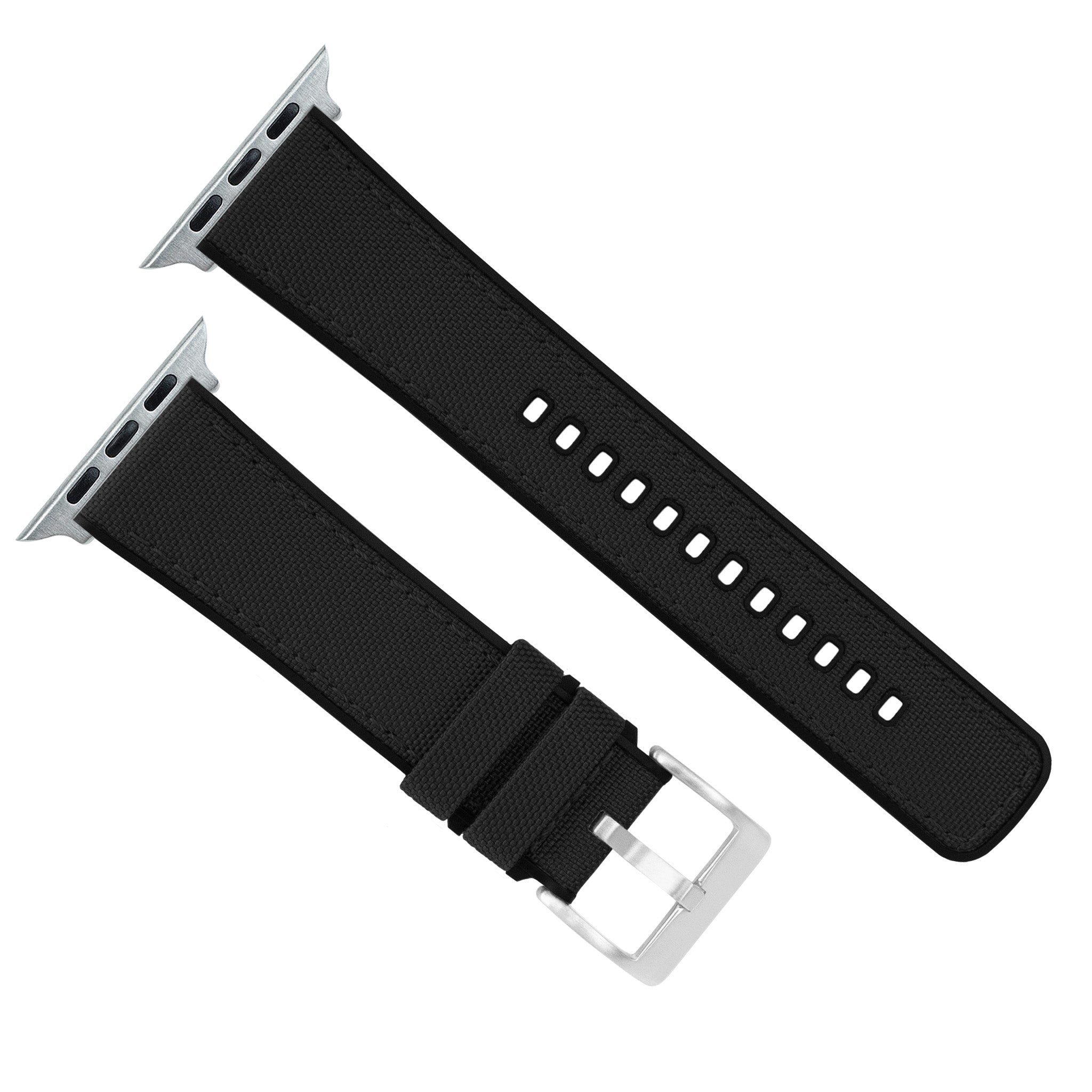 Apple Watch | Black Cordura Fabric and Silicone Hybrid - Barton Watch Bands