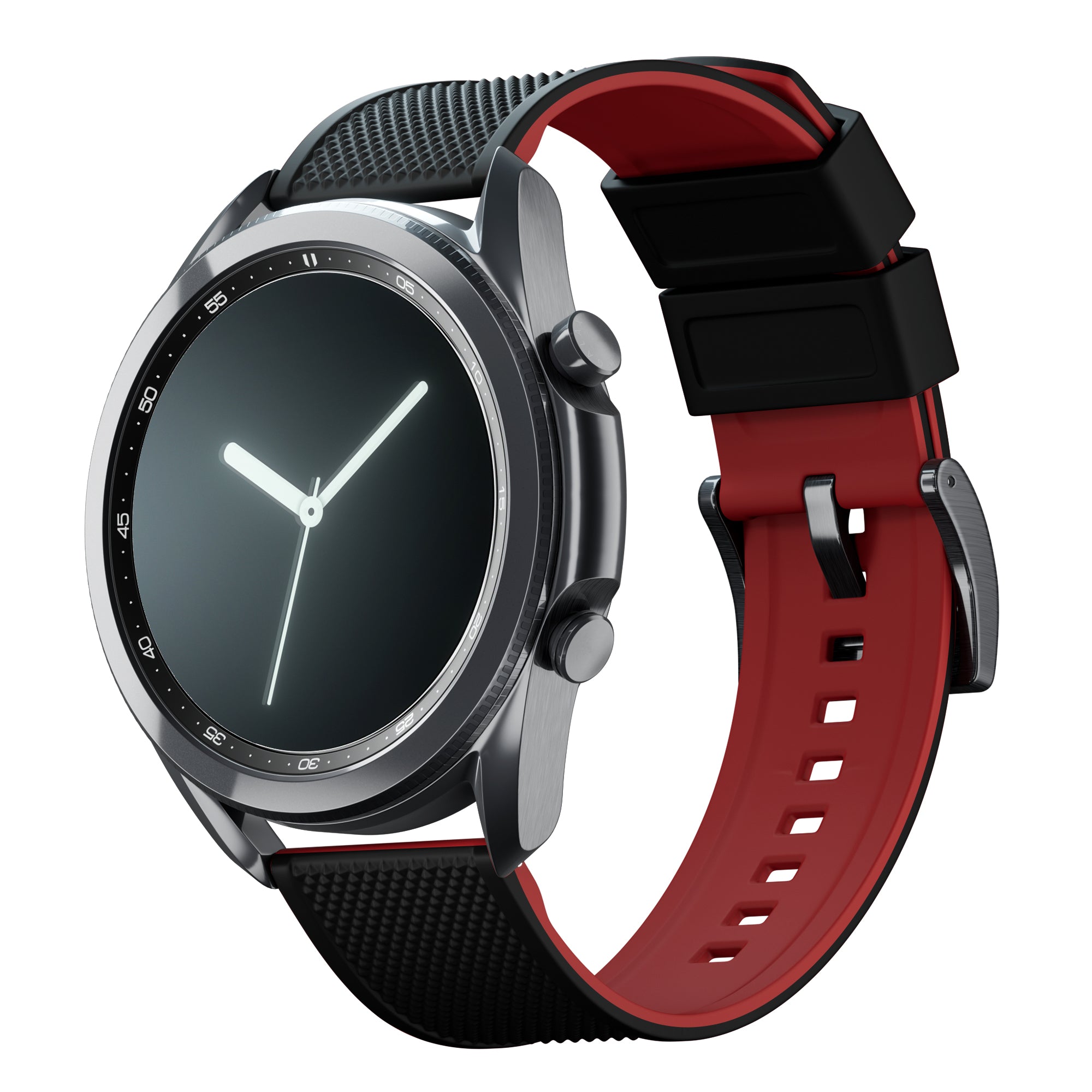samsung galaxy gear watch 3 Samsung Galaxy Watch3 Elite Silicone Black Top Crimson Red Bottom Watc – Barton Watch Bands
