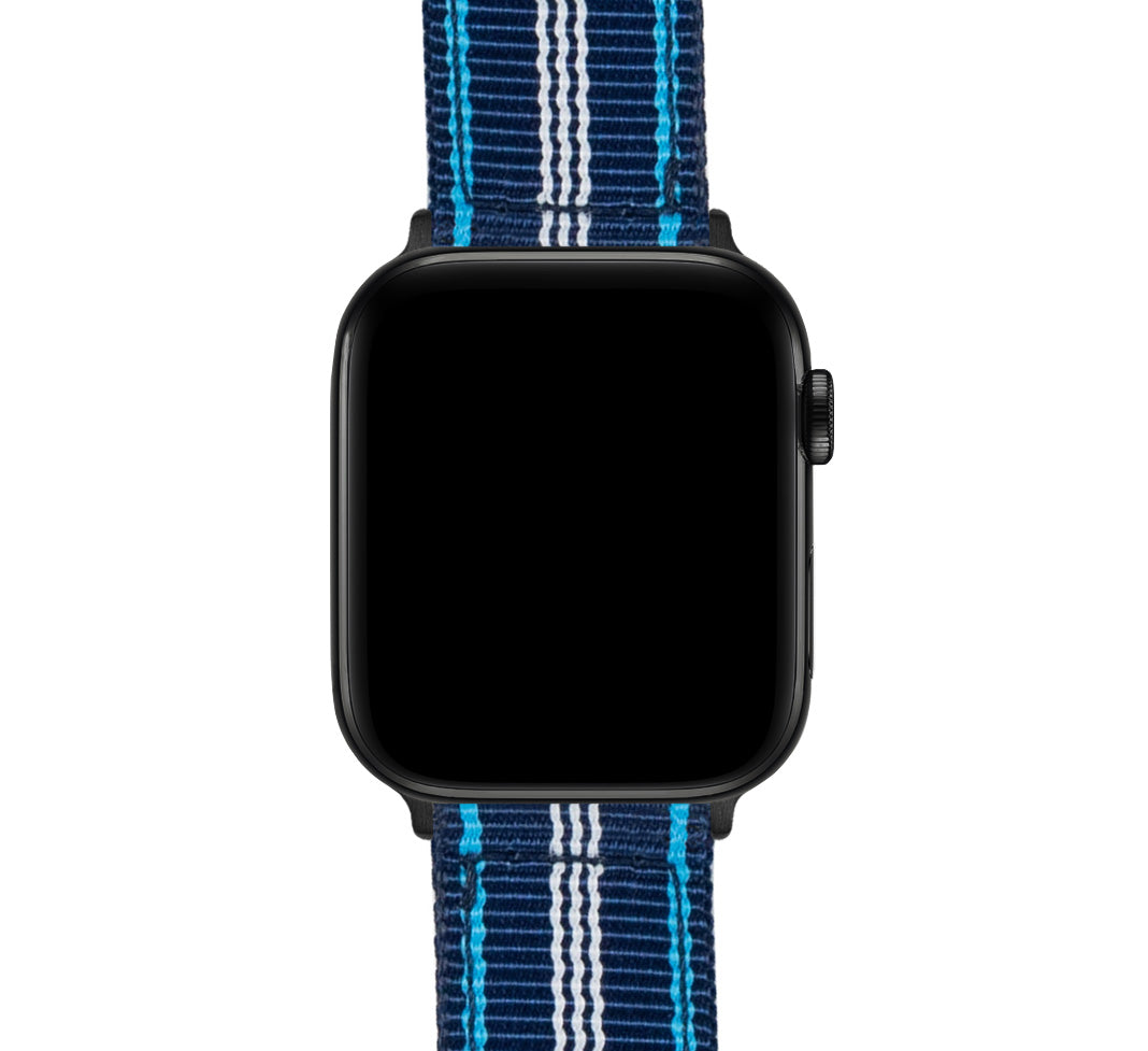 Apple Watch | Two-piece NATO style | Navy & Aqua Blue - Barton Watch Bands