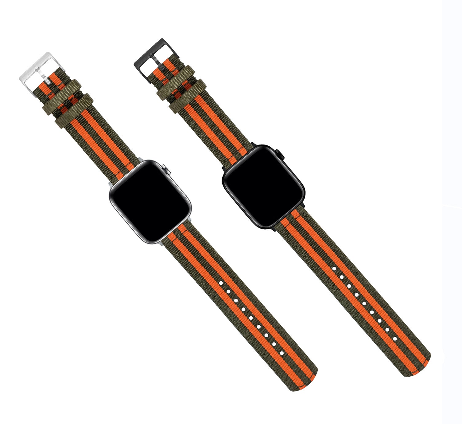 Apple Watch | Two-piece NATO® style | Army Green & Orange - Barton Watch Bands