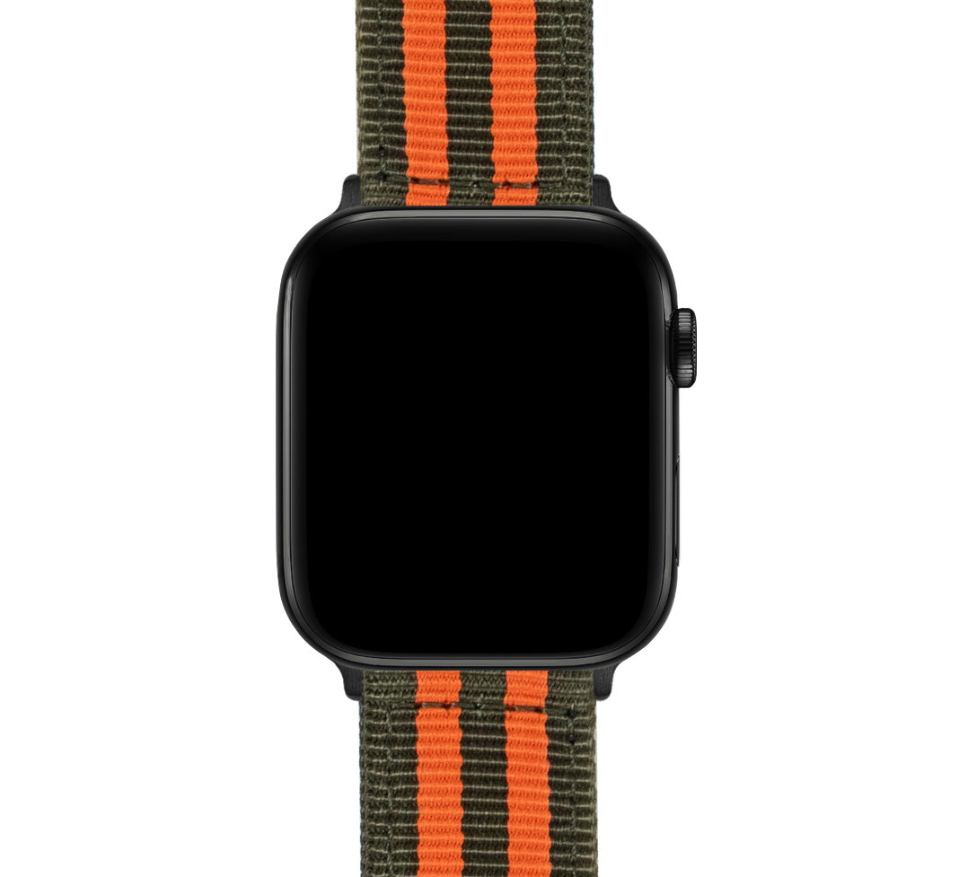 Apple Watch | Two-piece NATO® style | Army Green & Orange - Barton Watch Bands