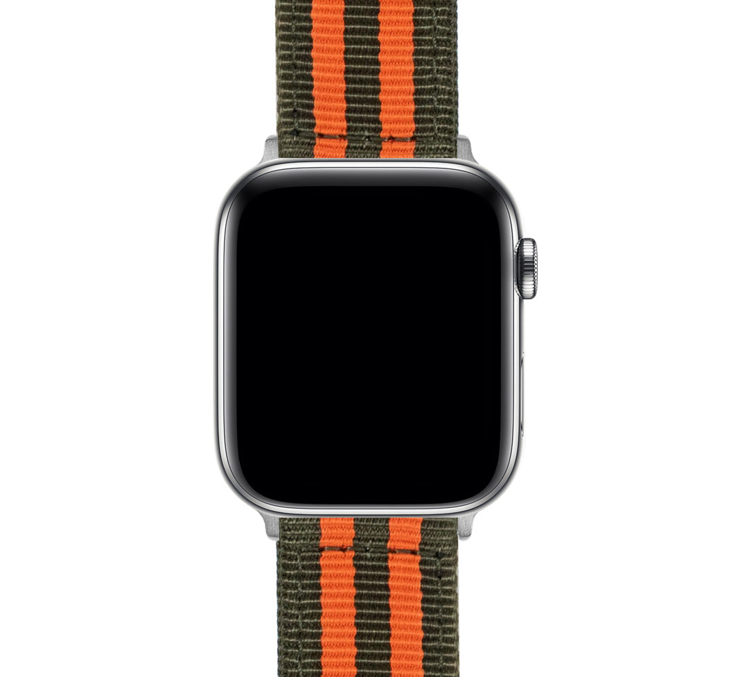 Apple Watch | Two-piece NATO® style | Army Green & Orange - Barton Watch Bands