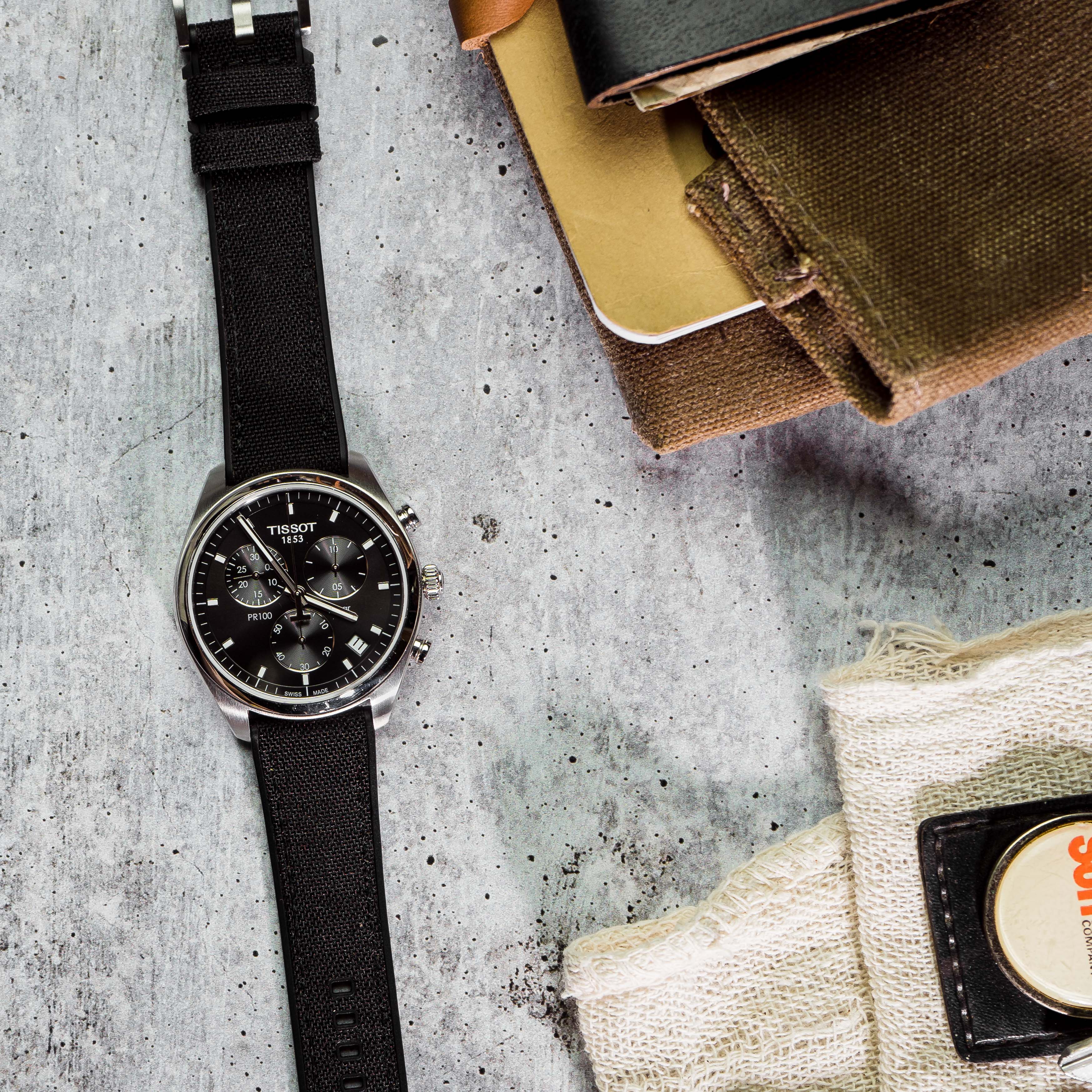 Black Cordura Fabric and Silicone Hybrid - Barton Watch Bands