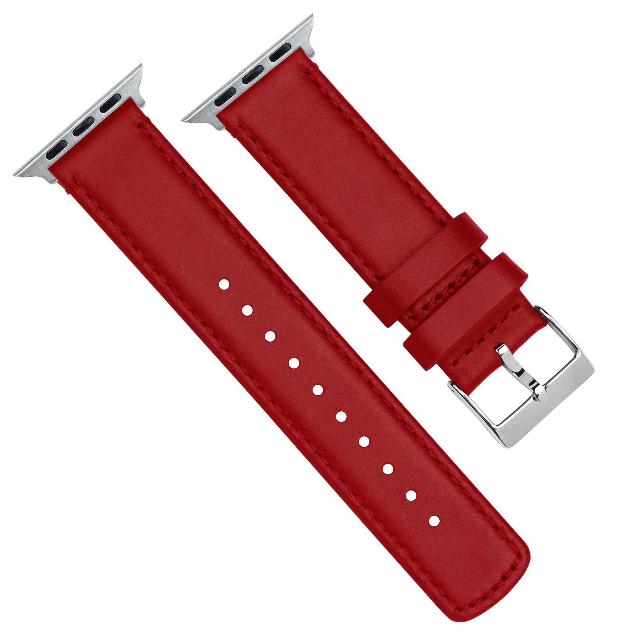 Apple Watch | Red Leather & Stitching - Barton Watch Bands