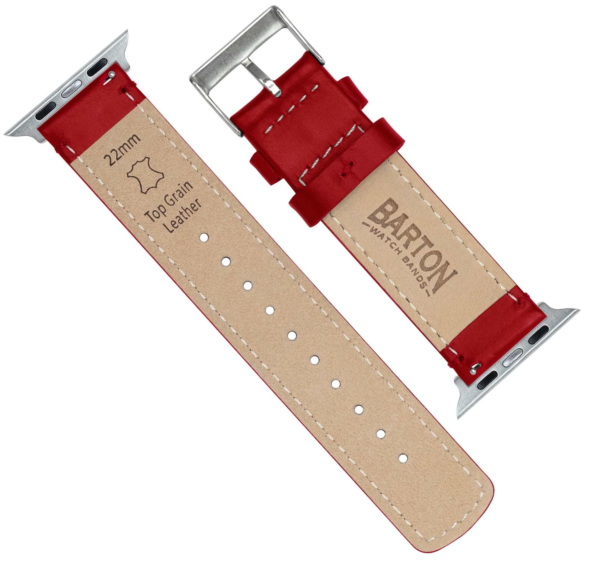 Apple Watch | Red Leather & Stitching - Barton Watch Bands