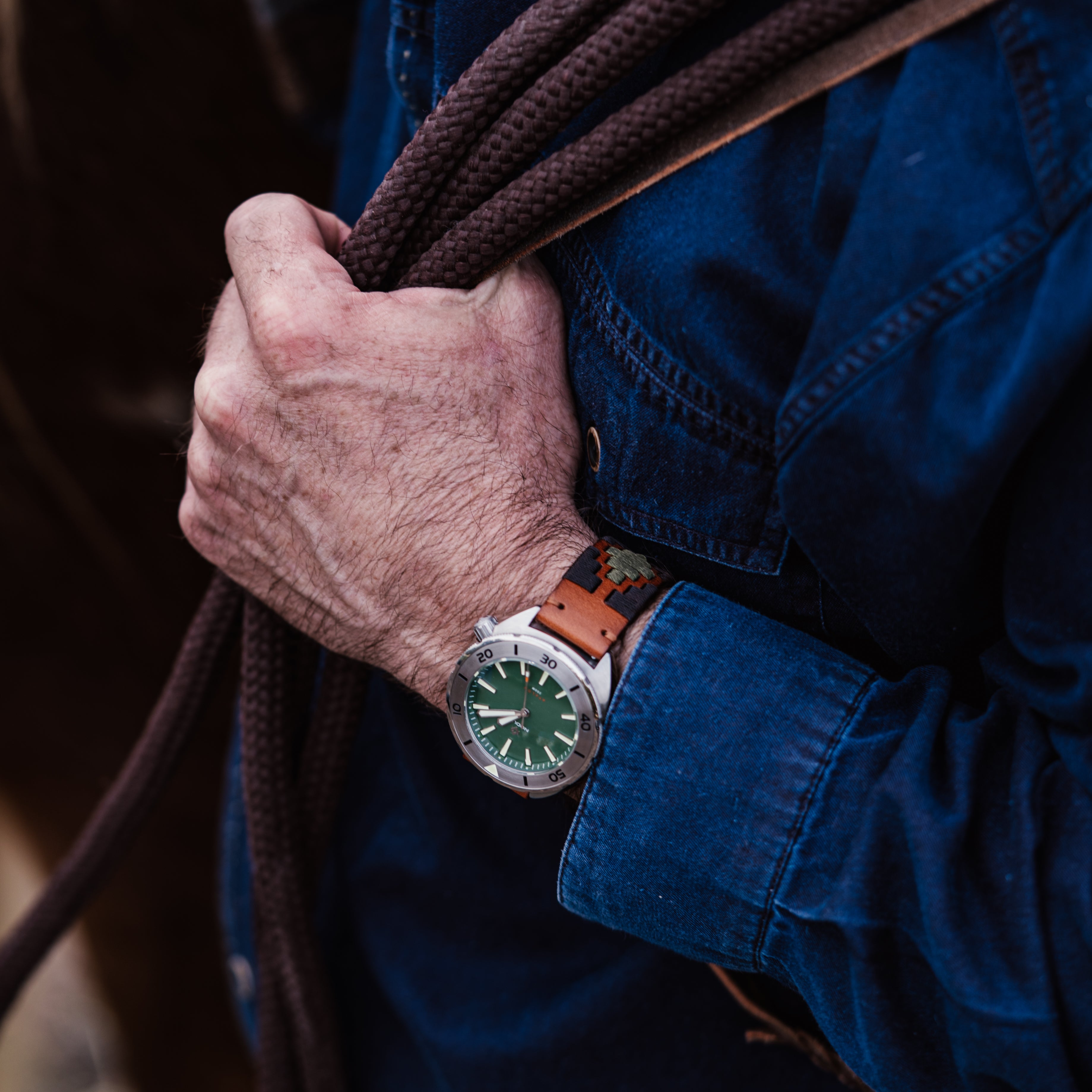 Brown Green Gaucho Watch Band