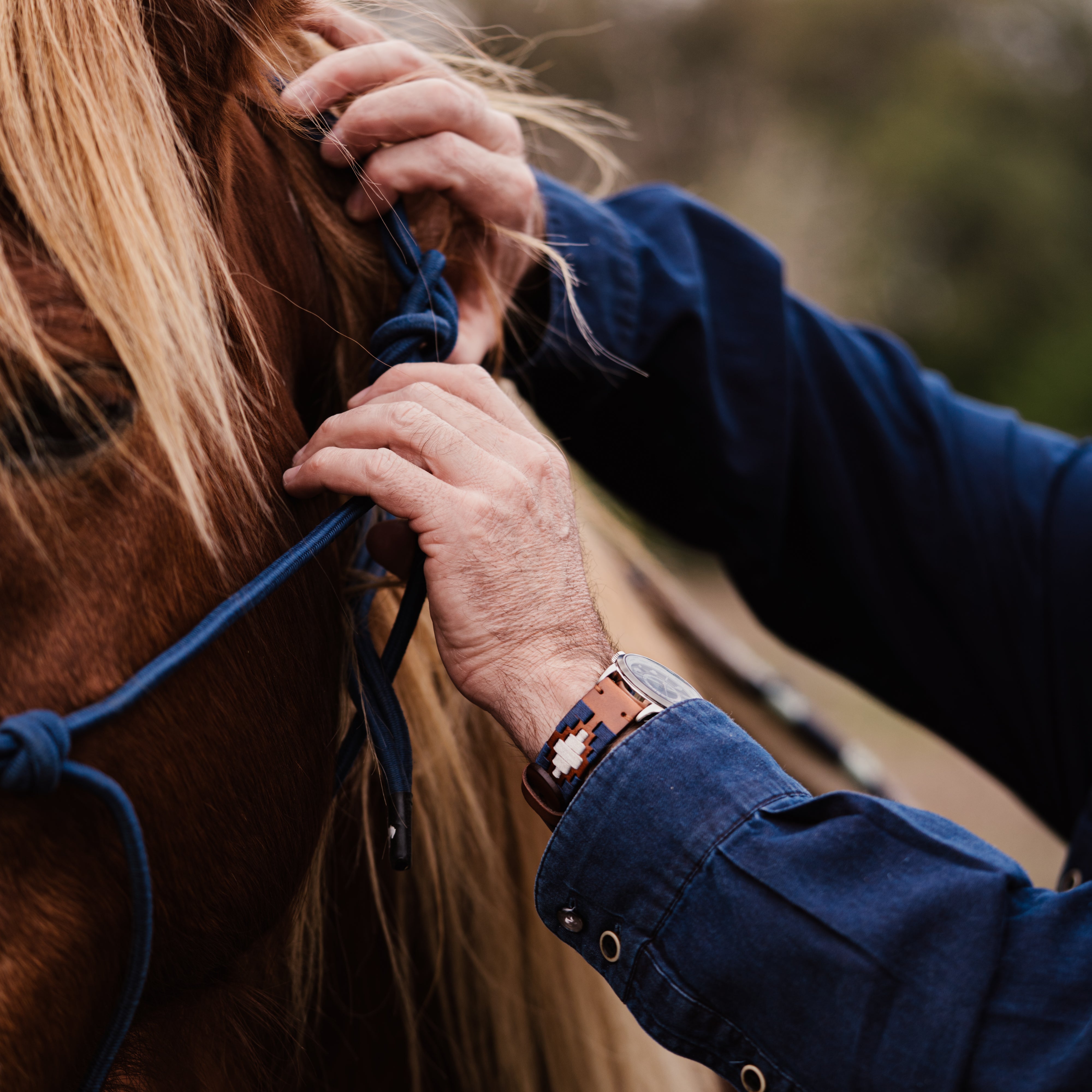 Navy Linen Gaucho Watch Band
