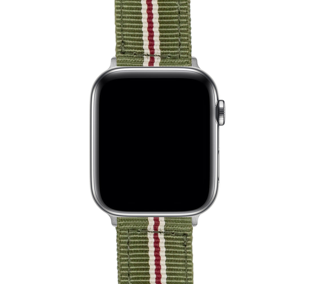 Apple Watch | Two-piece NATO style | Army Green & Crimson - Barton Watch Bands