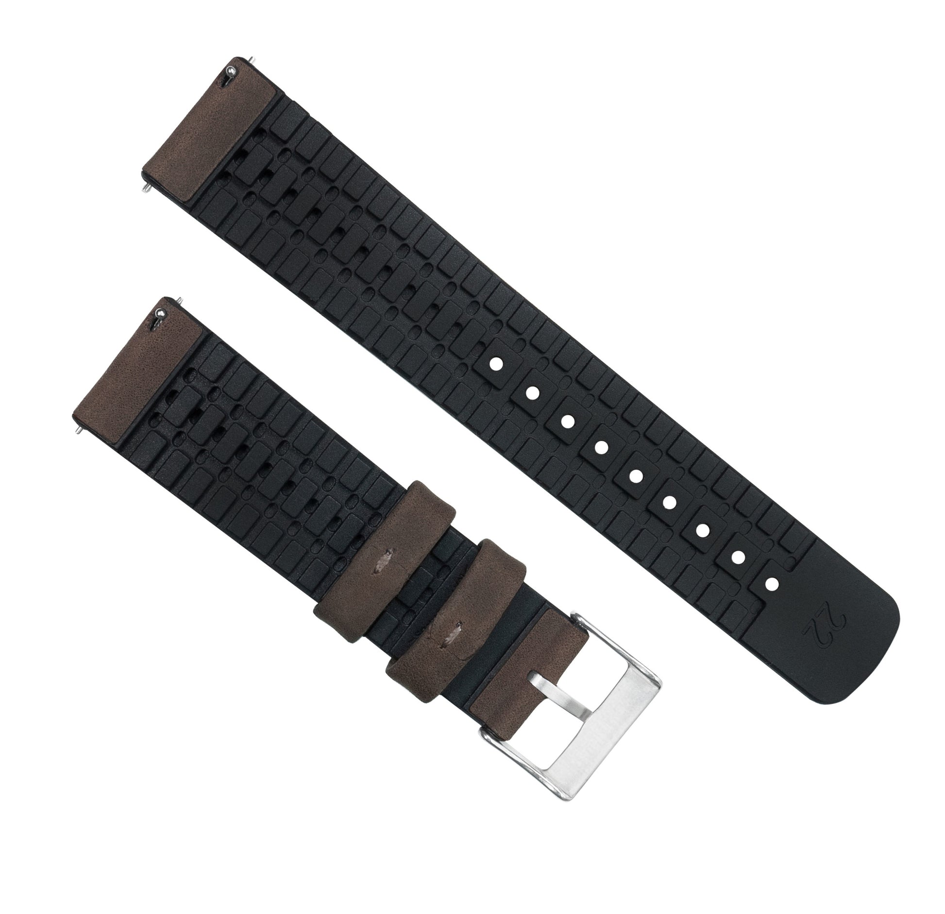 Samsung Galaxy Watch3 | Leather and Rubber Hybrid | Smoke Brown - Barton Watch Bands