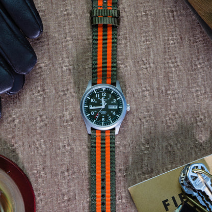 Army Green & Orange | Two-Piece NATO Style - Barton Watch Bands