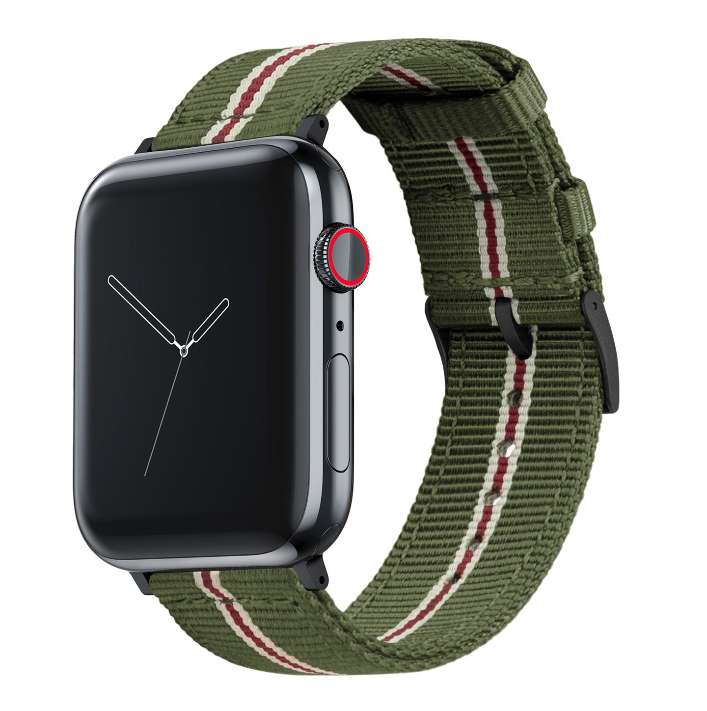 Apple Watch | Two-piece NATO style | Army Green & Crimson - Barton Watch Bands