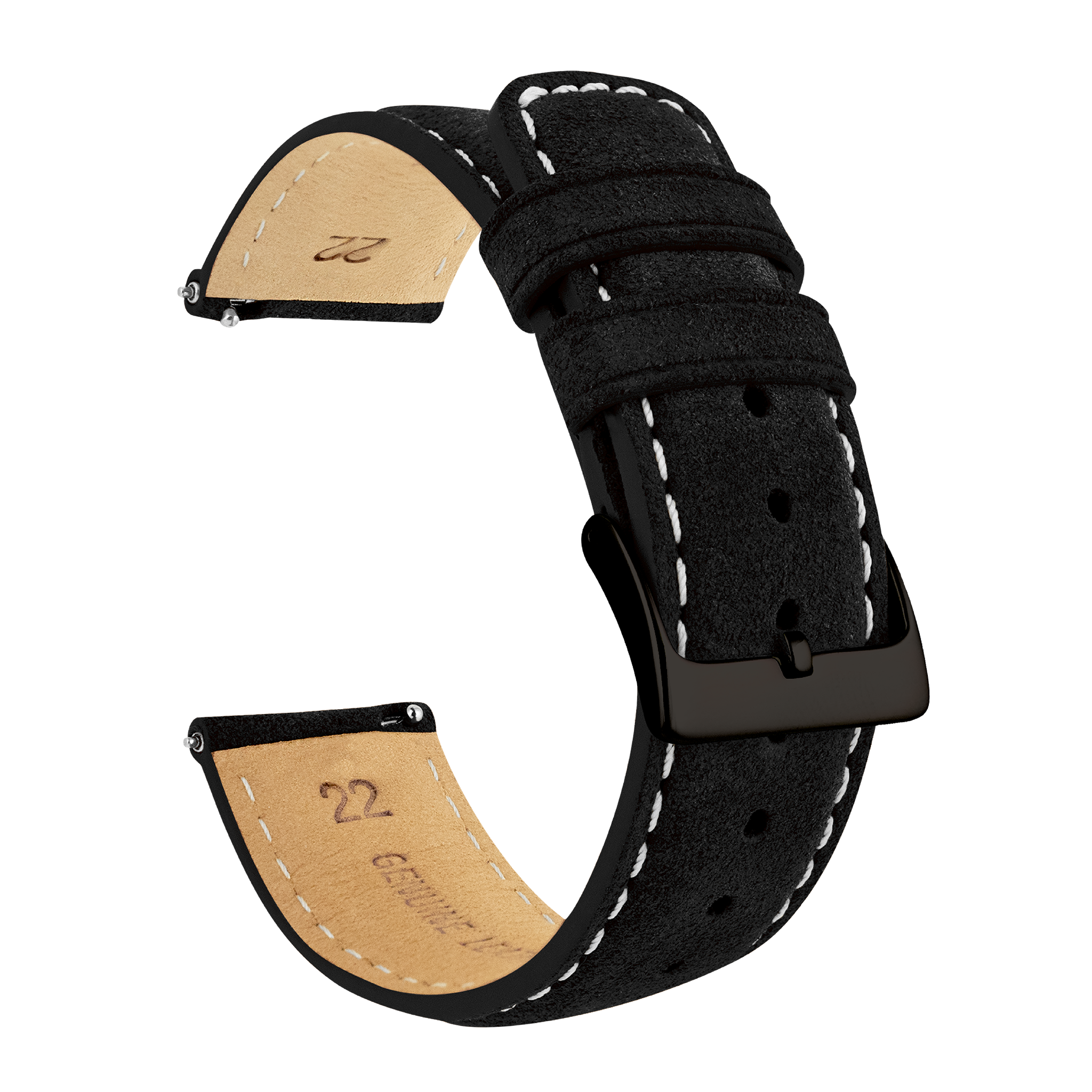 Samsung Galaxy Watch4 Black Suede Beige Stitching Watch Band
