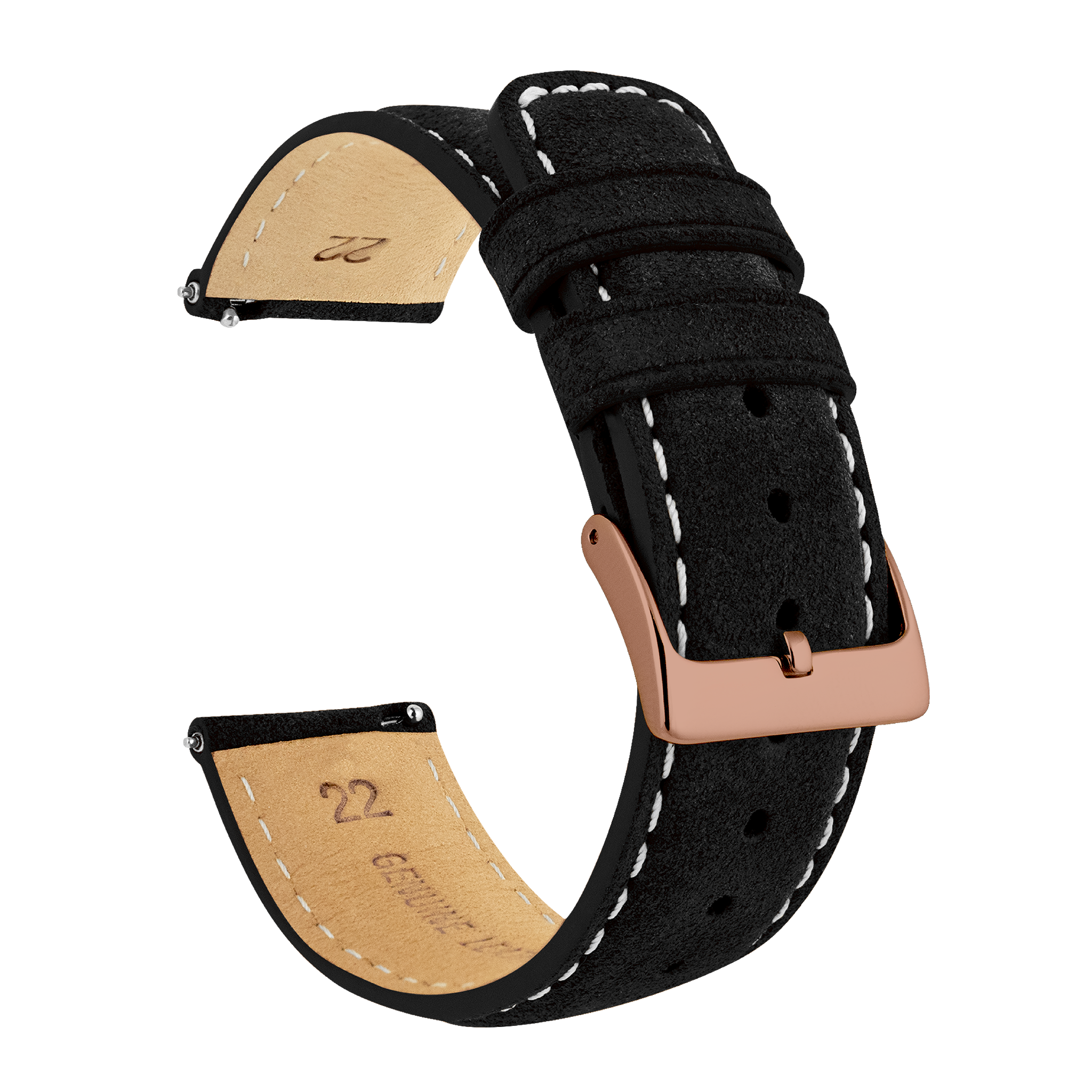 Samsung Galaxy Watch4 Black Suede Beige Stitching Watch Band