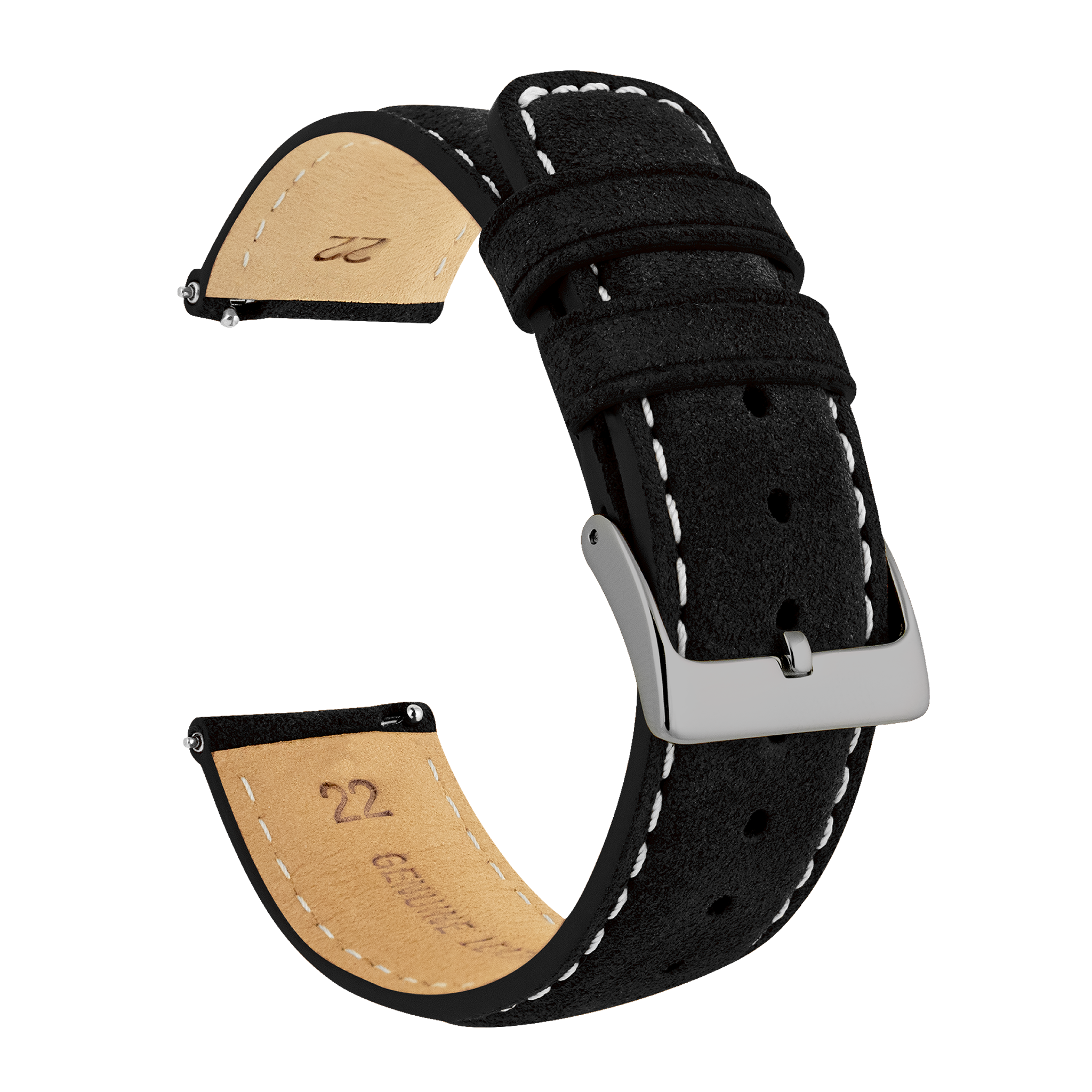 Samsung Galaxy Watch Active Black Suede Beige Stitching Watch Band