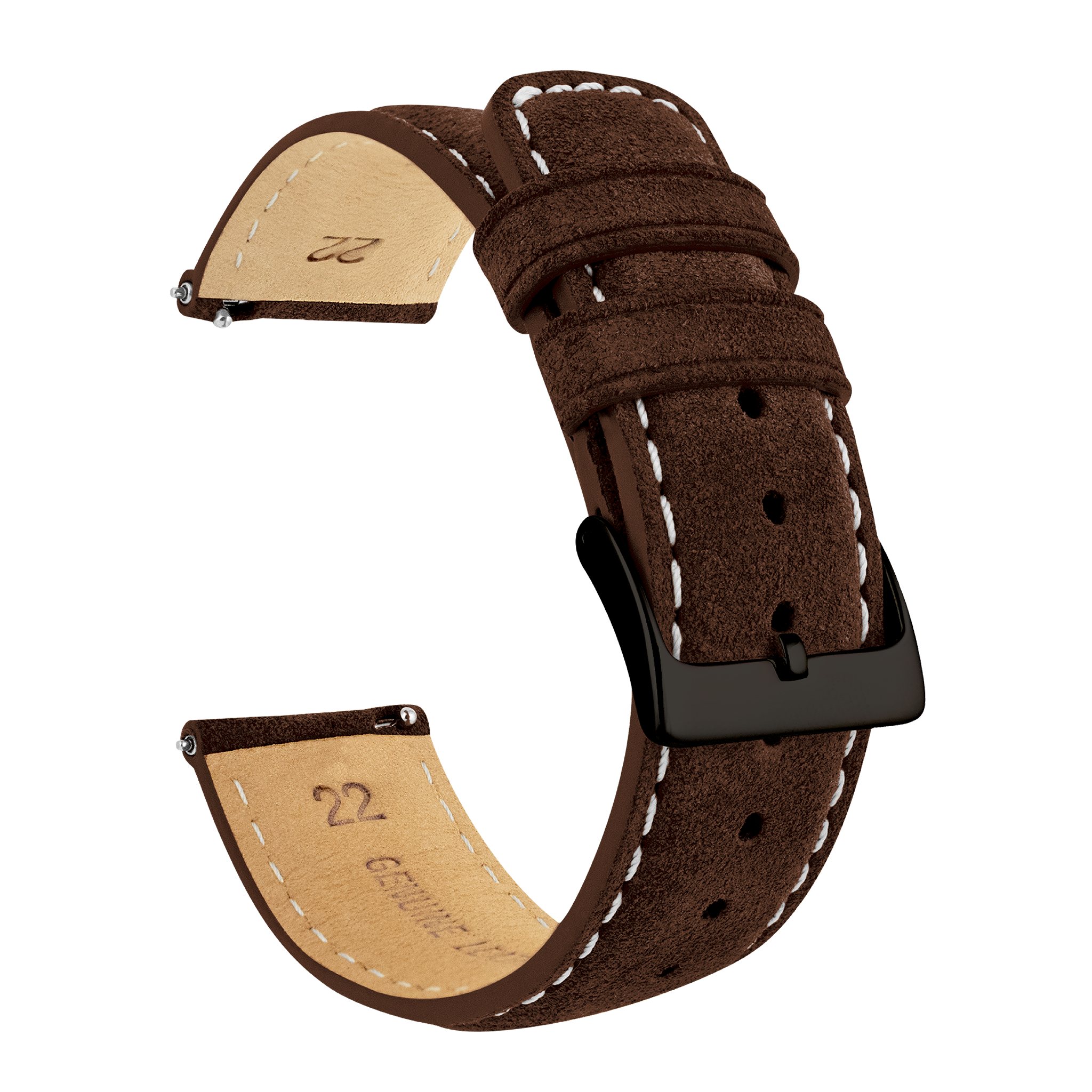 Gear S3 Classic Frontier Chocolate Brown Suede Beige Stitching Watch Band