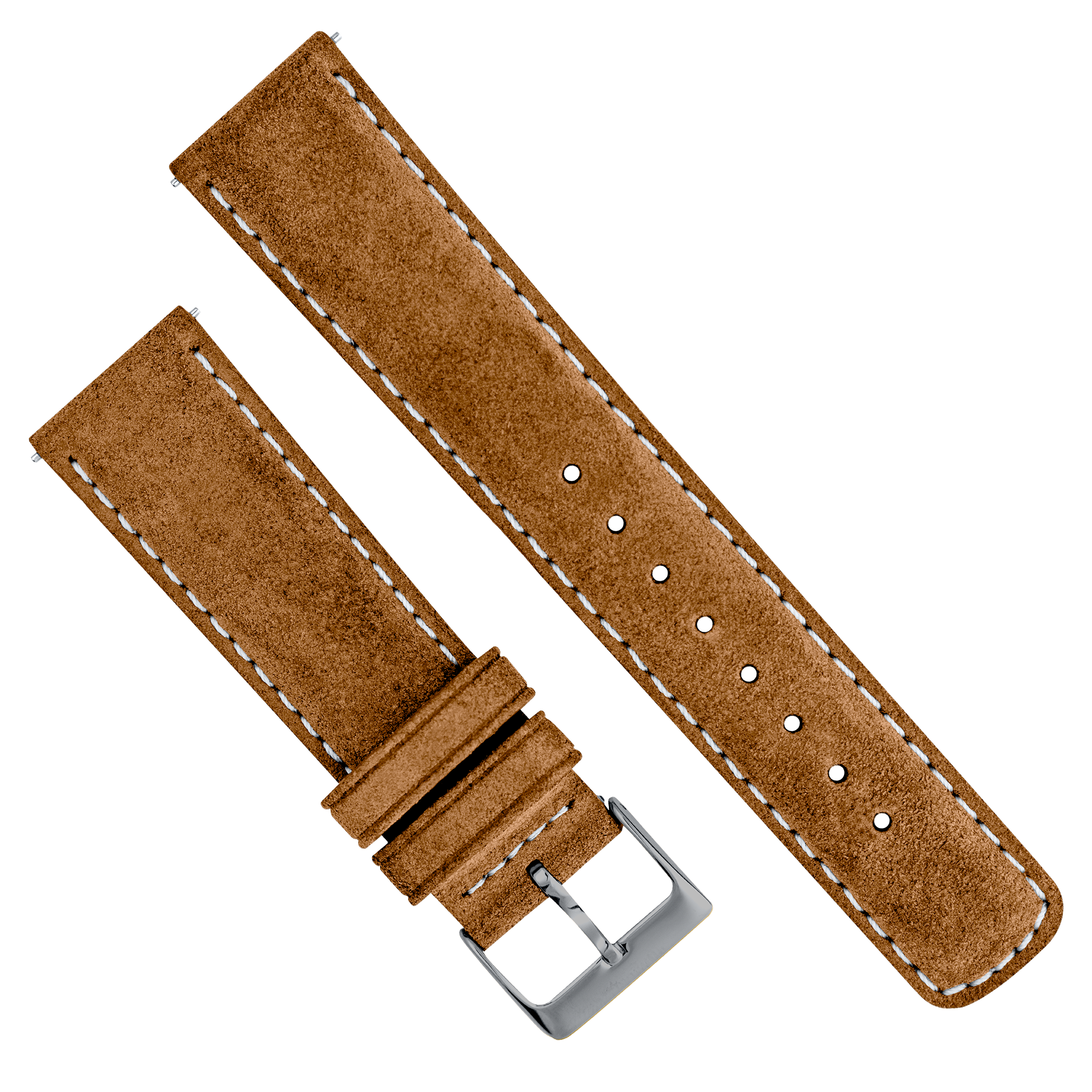 Cognac Brown Suede | Beige Stitching - Barton Watch Bands