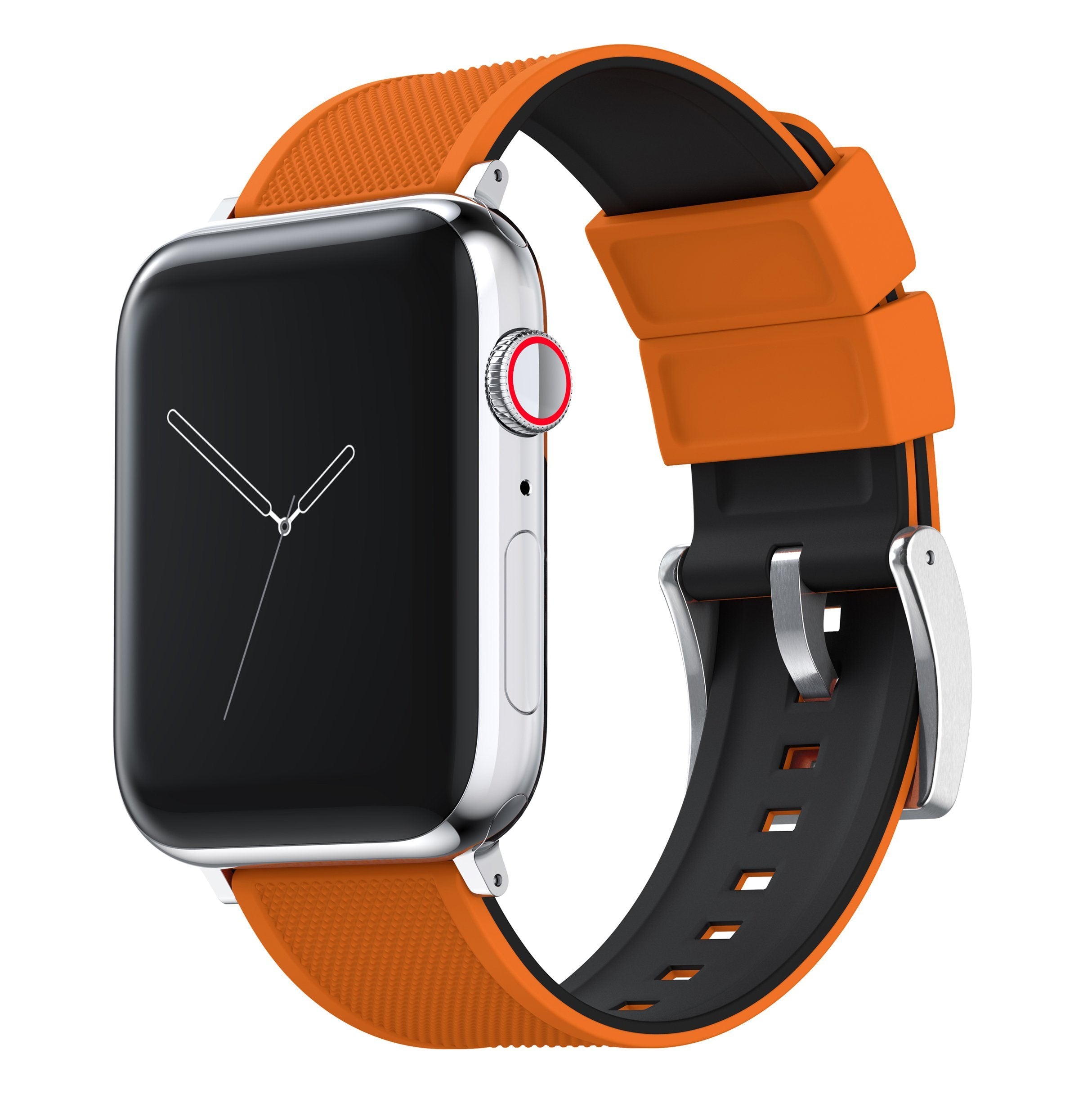 Orange Silicone Apple Watch Band, Orange & Black Elite