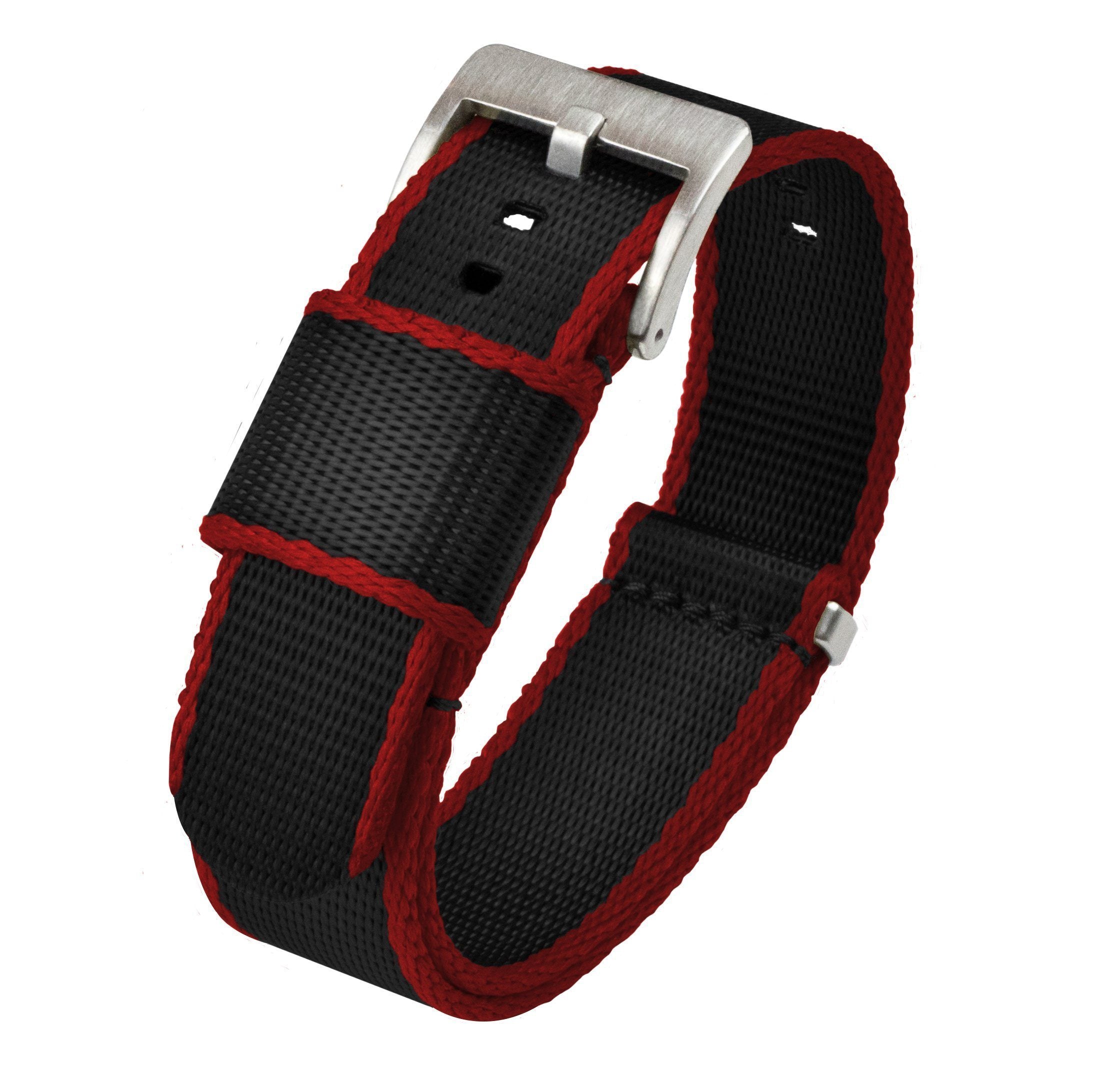 Black - Crimson Red Edges | Elite Nylon NATO® style - Barton Watch Bands