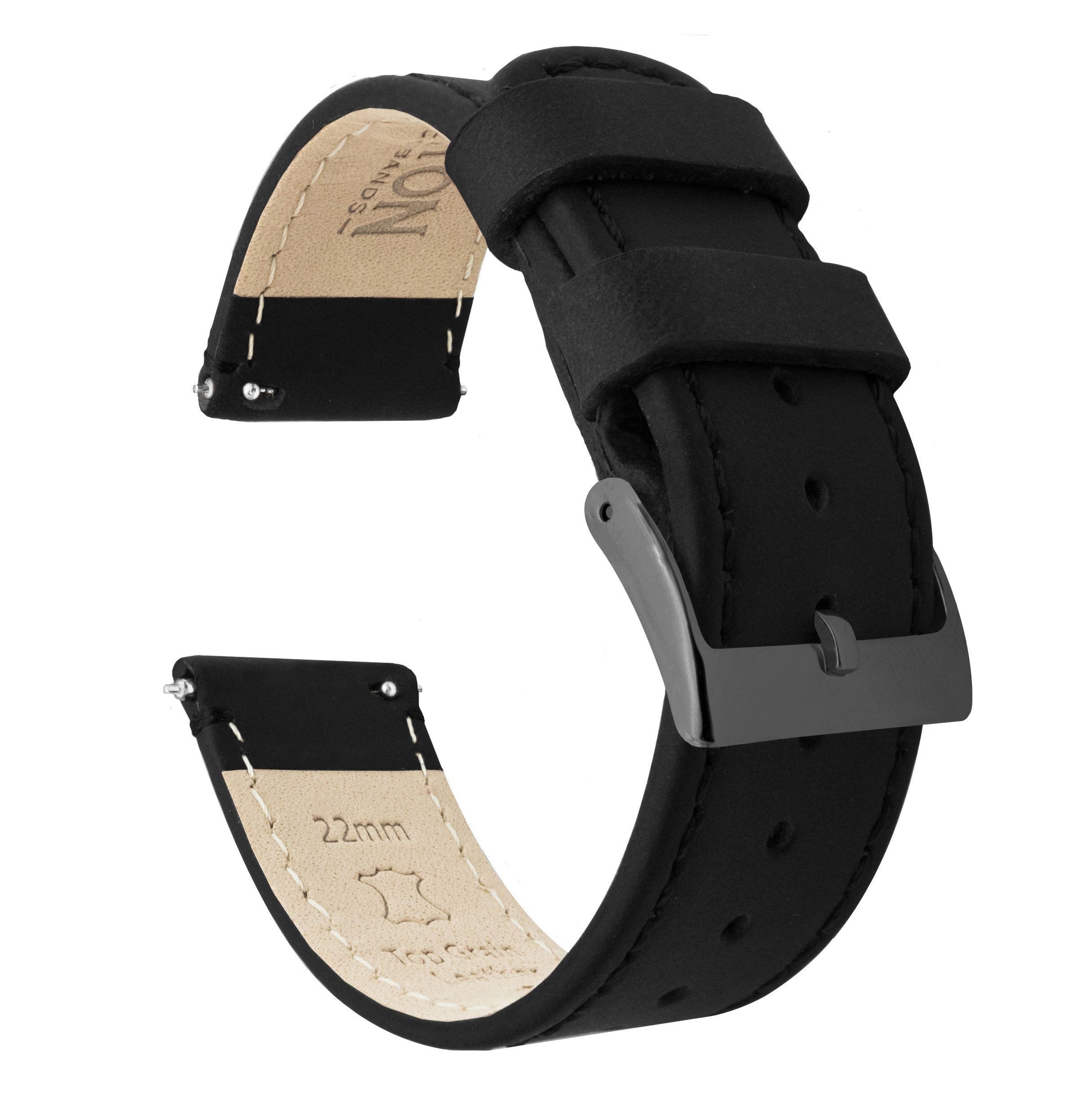 Black Leather | Black Stitching - Barton Watch Bands
