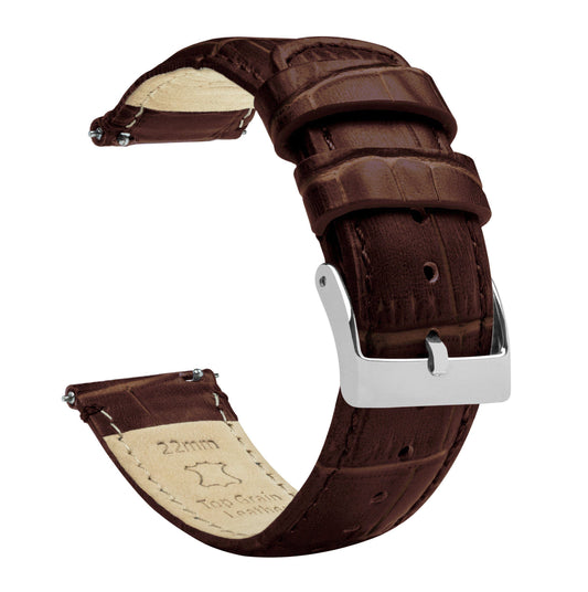 Fossil Q | Coffee Brown Alligator Grain Leather - Barton Watch Bands