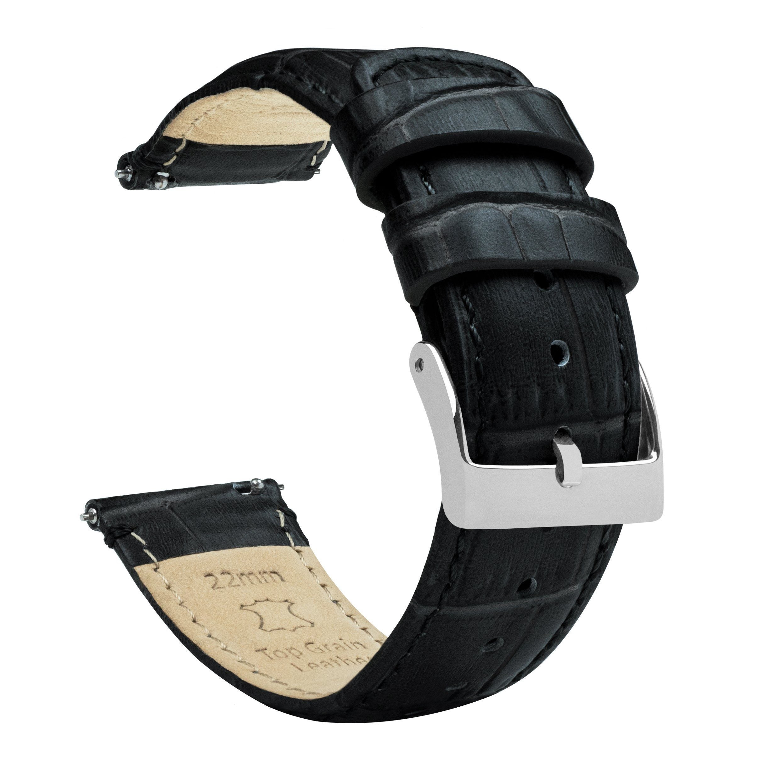 galaxy s3 gear classic Gear S3 Classic Frontier Black Alligator Grain Leather Watch Band – Barton Watch Bands