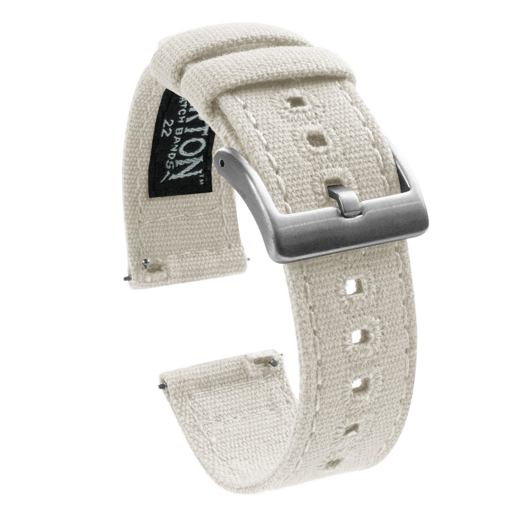 21mm White - Barton Canvas Quick Release Watch Band Straps - Choose Color & Width - 18mm, 19mm, 20mm, 21mm, 22mm, or 23mm