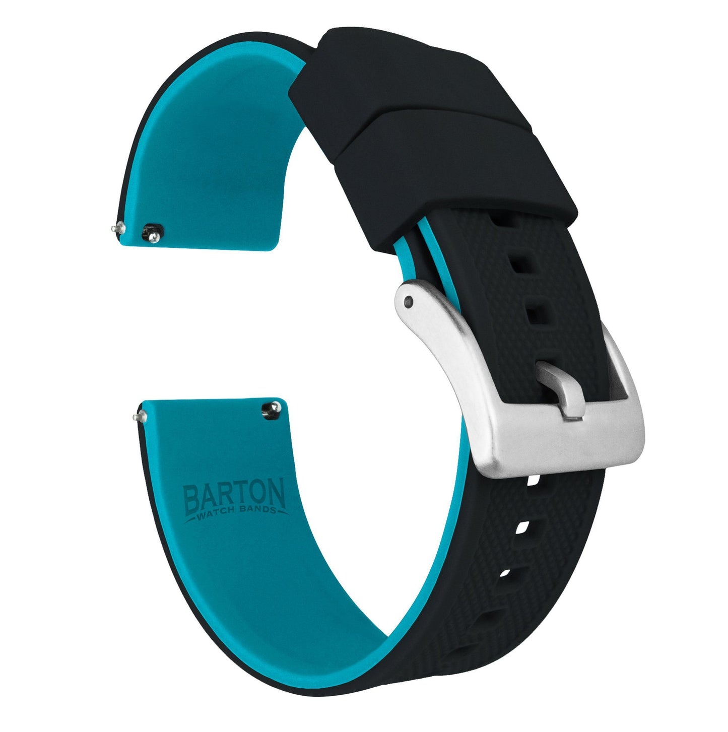 Moto 360 Gen2 | Elite Silicone | Black Top / Aqua Blue Bottom - Barton Watch Bands