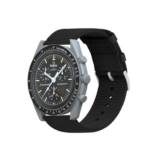 Omega Moonswatch Two Piece NATO® style Black Watch Band