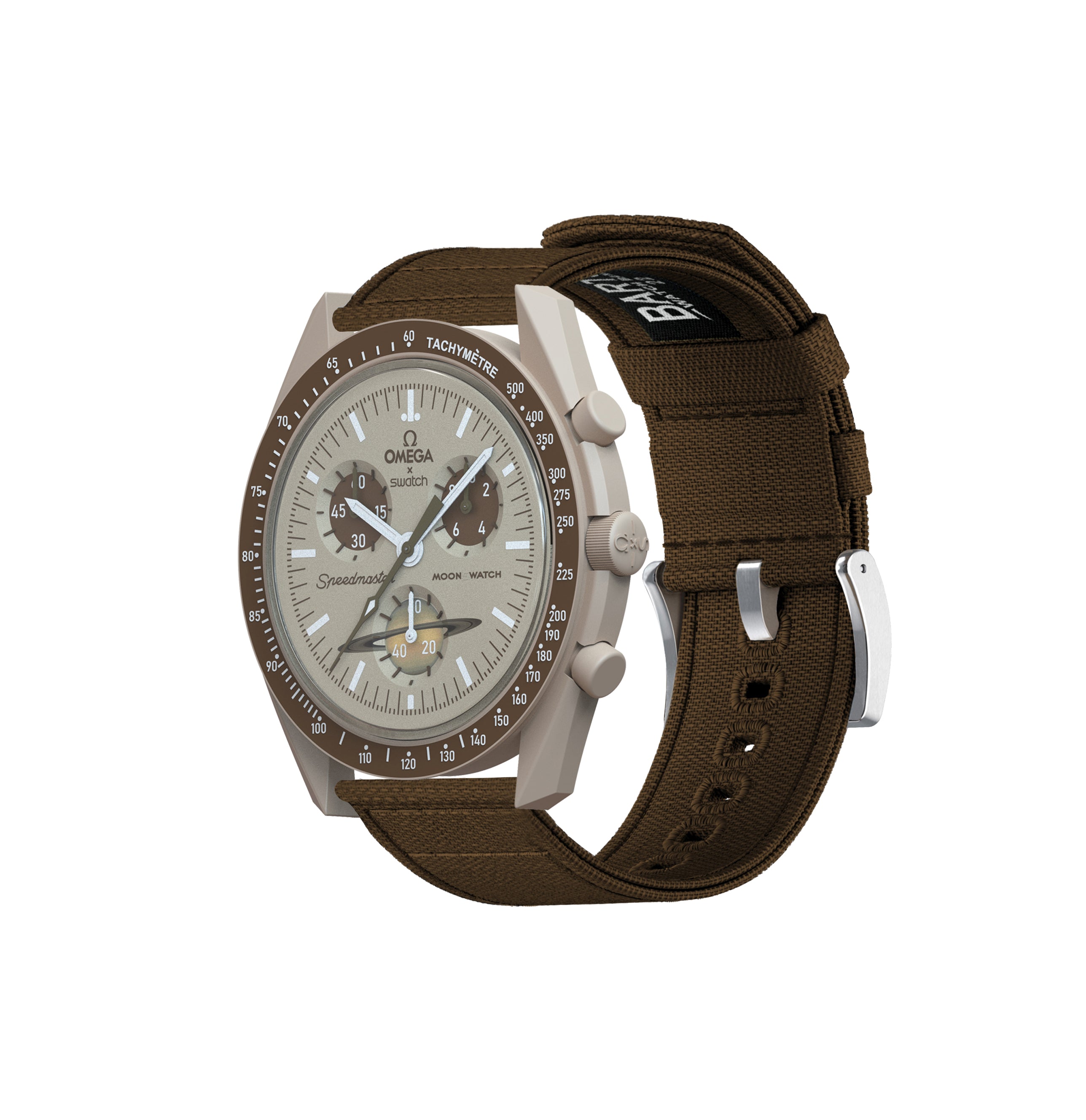 Omega Moonswatch Chocolate Brown Canvas Watch Band