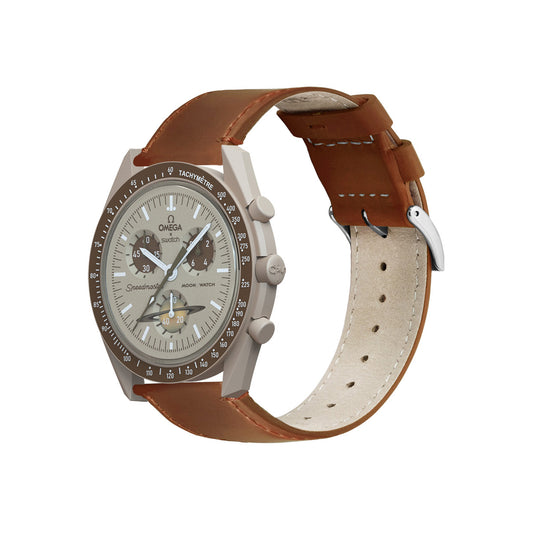 Omega Moonswatch Weathered Brown Leather Watch Band