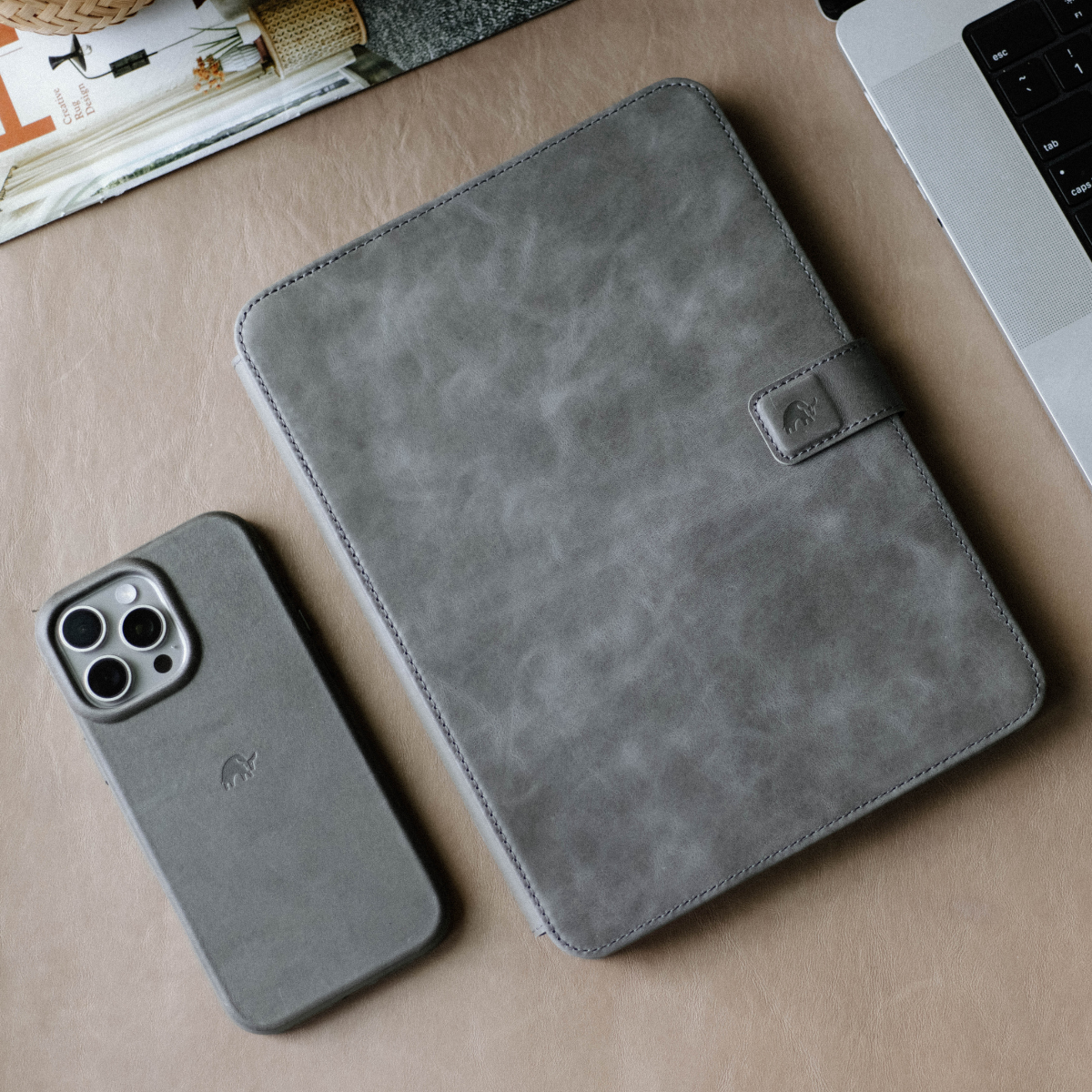 Leather iPad Case - Slate