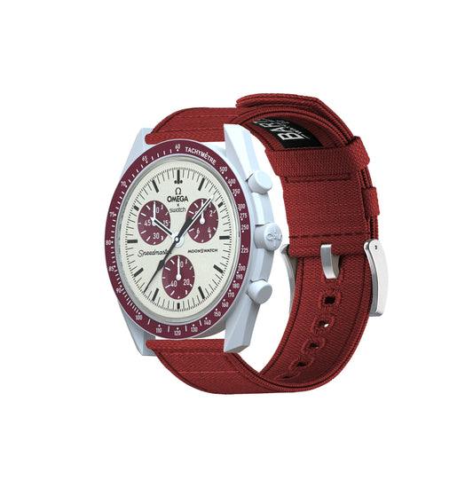Omega Moonswatch Crimson Red Canvas Watch Band