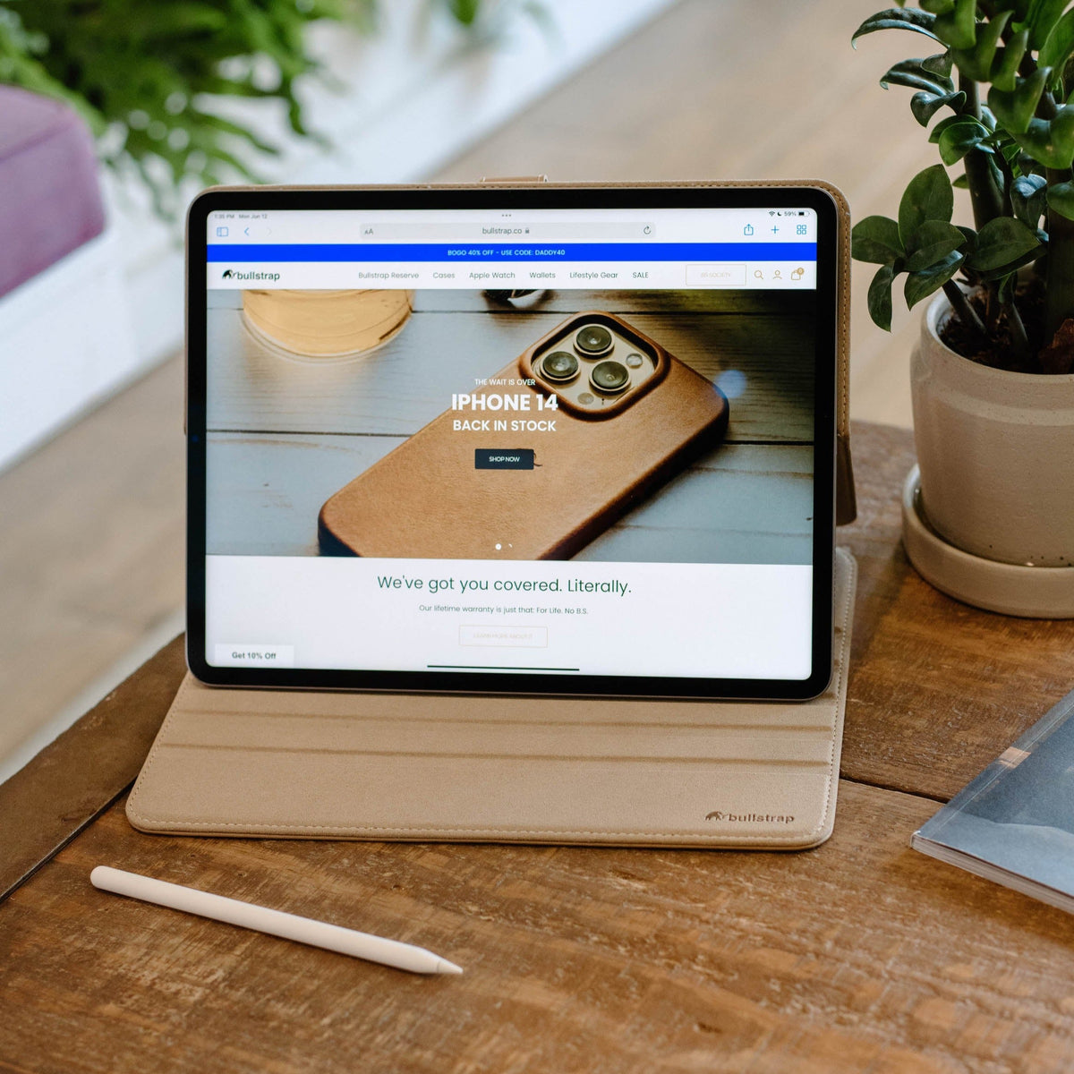 Leather iPad Case - Dune