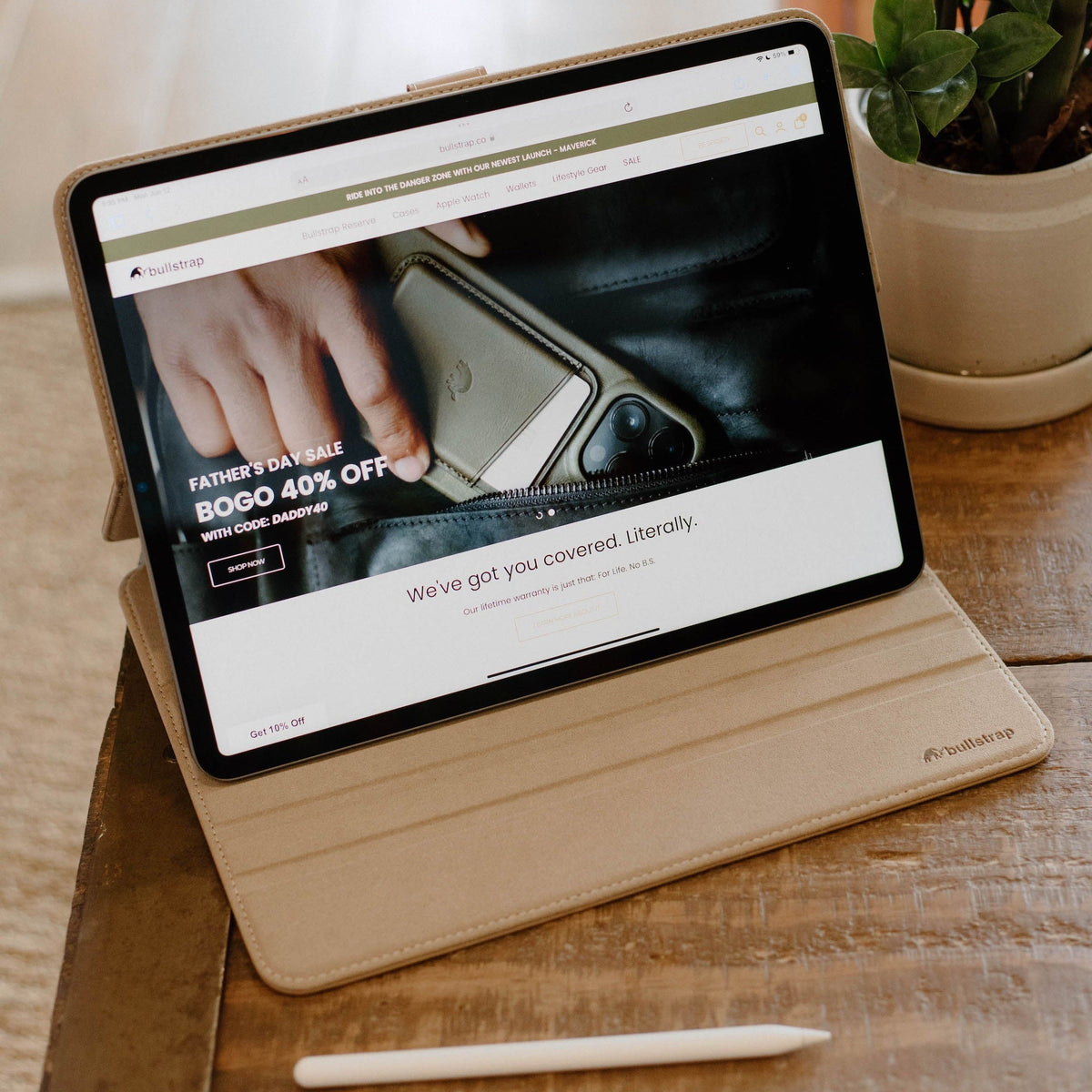 Leather iPad Case - Dune
