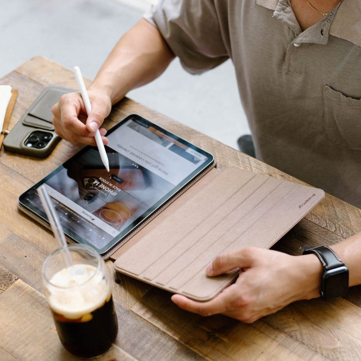 Leather iPad Case - Dune