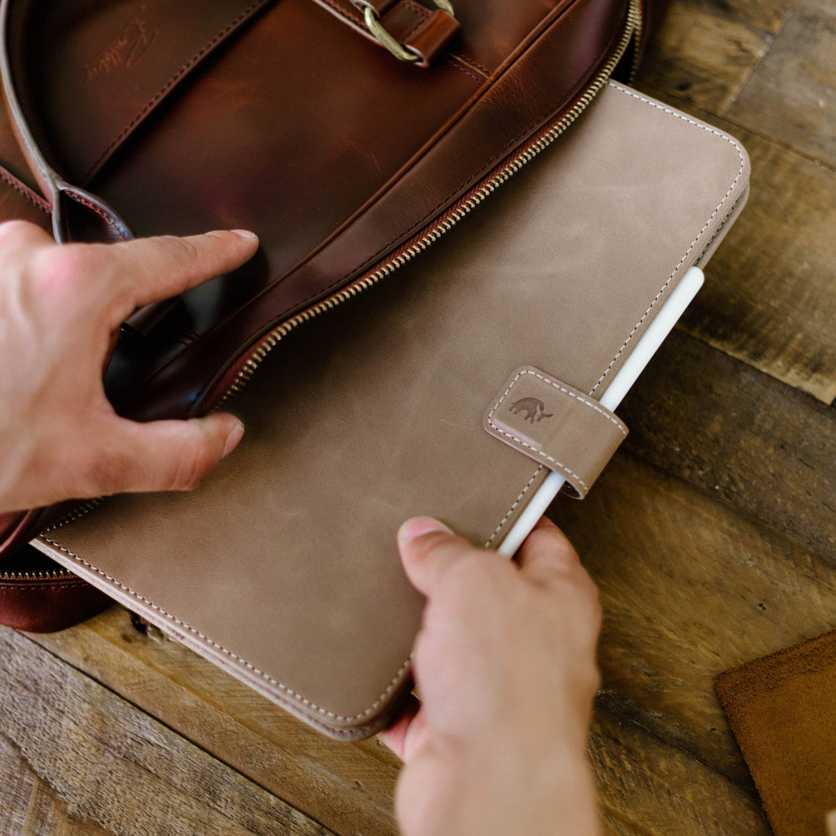 Leather iPad Case - Dune