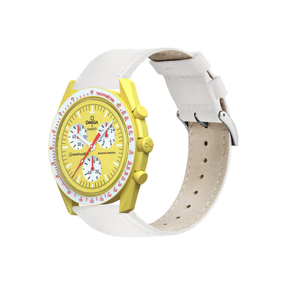 Omega Moonswatch White Leather Stitching Watch Band