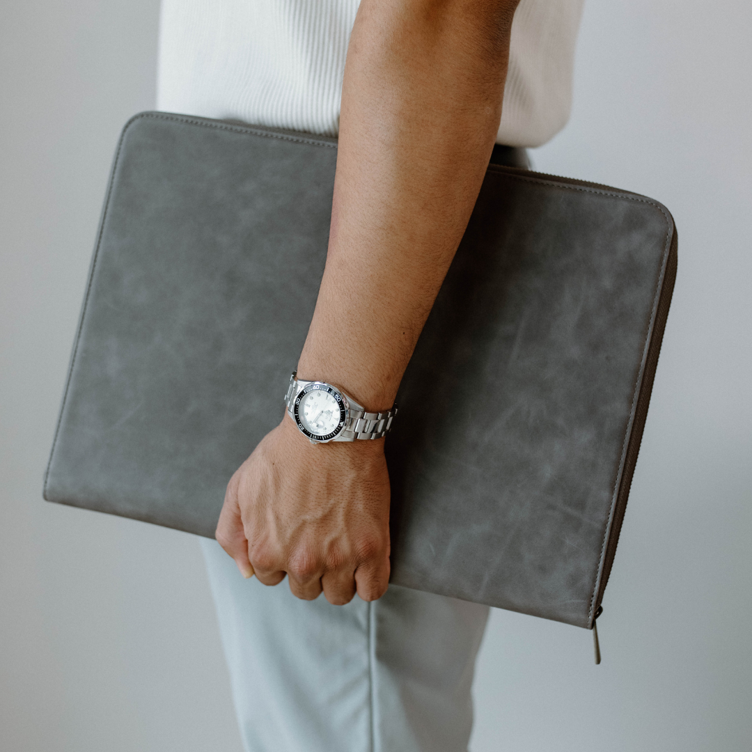 Leather MacBook Sleeve - Slate