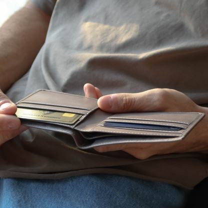 Leather Nav Bifold Wallet - SLATE