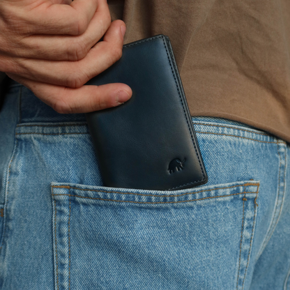 Leather Nav Messenger Wallet - OCEAN