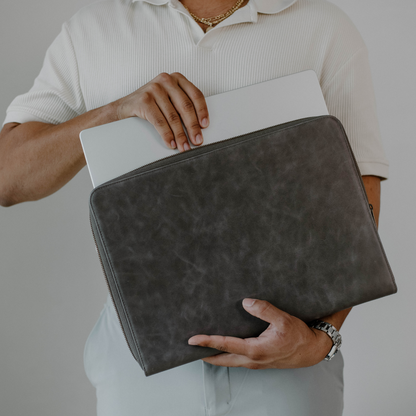 Leather MacBook Sleeve - Slate
