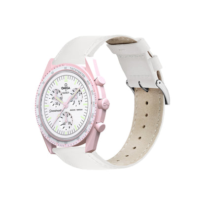 Omega Moonswatch White Leather Stitching Watch Band