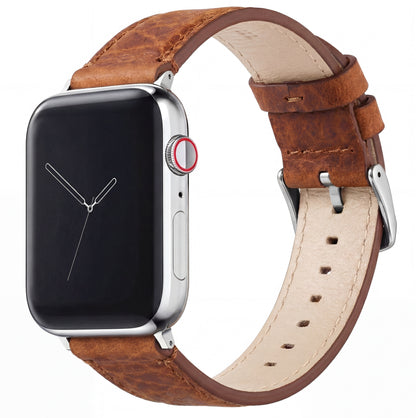 Apple Watch Genuine Bison Brown Leather Watch Band, Made in USA